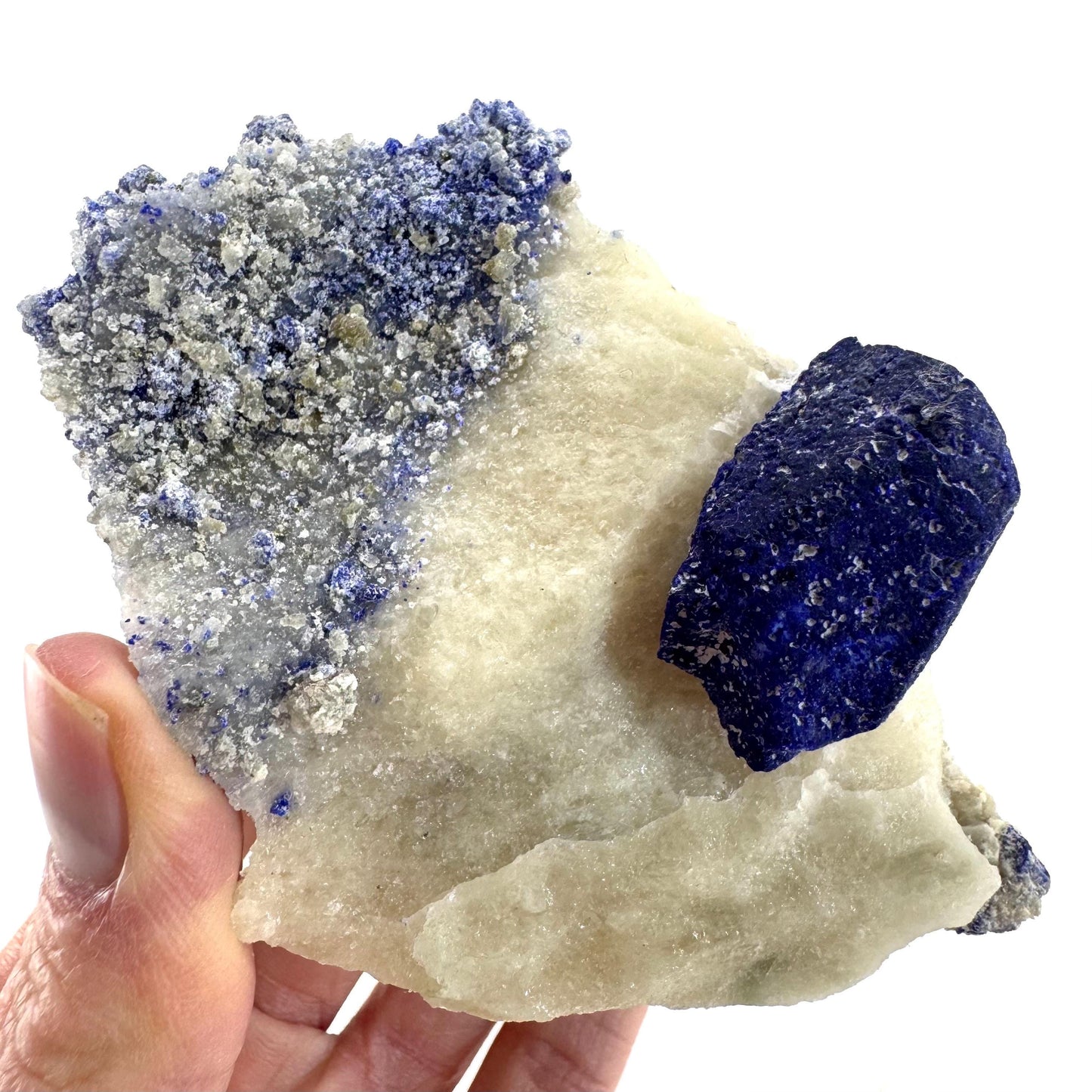 Lazurite on Calcite (Afghanistan) | lazurite crystal, mineral specimen