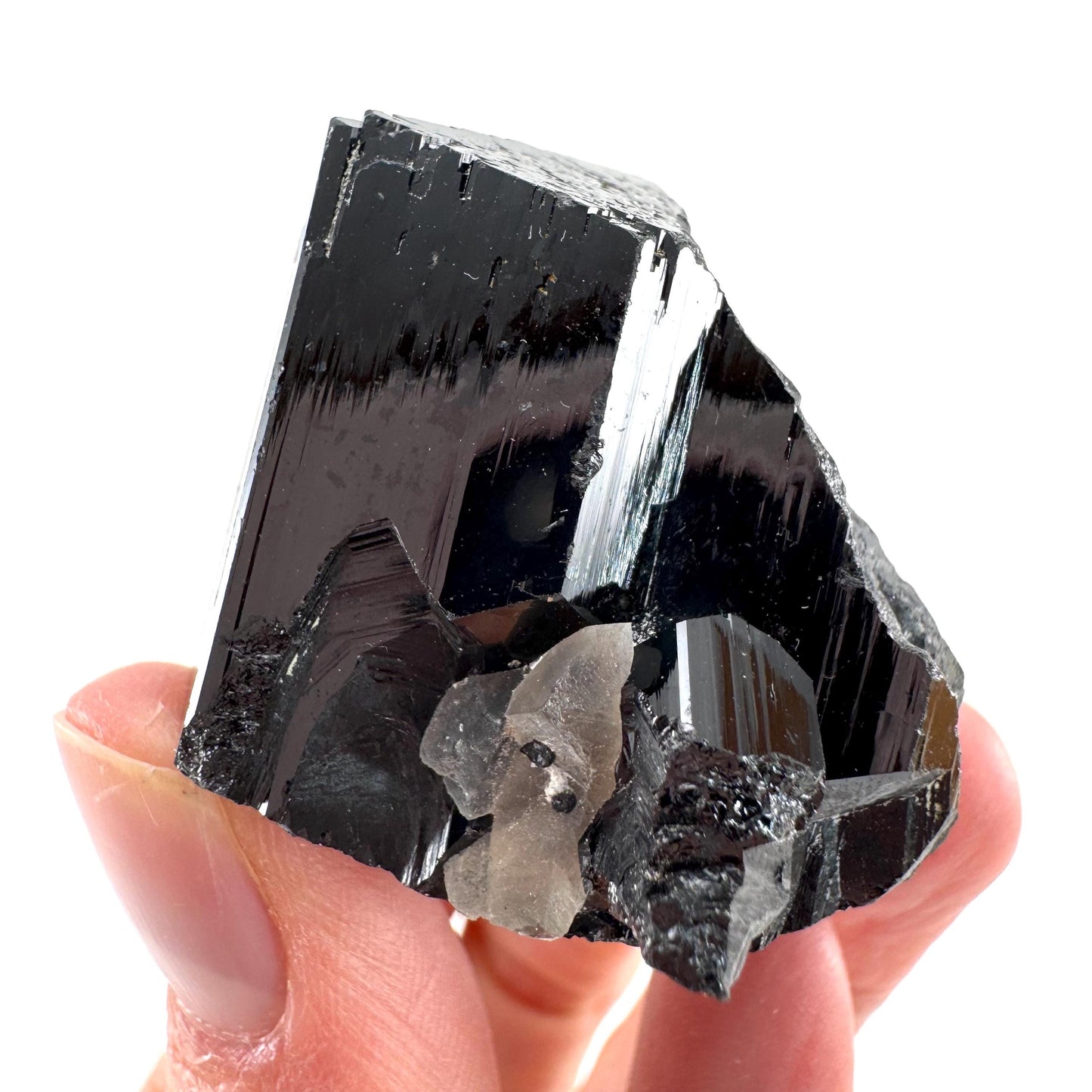 Black Tourmaline w/ Smoky Quartz (Namibia) | high quality black tourmaline crystal, black schorl, mineral specimen
