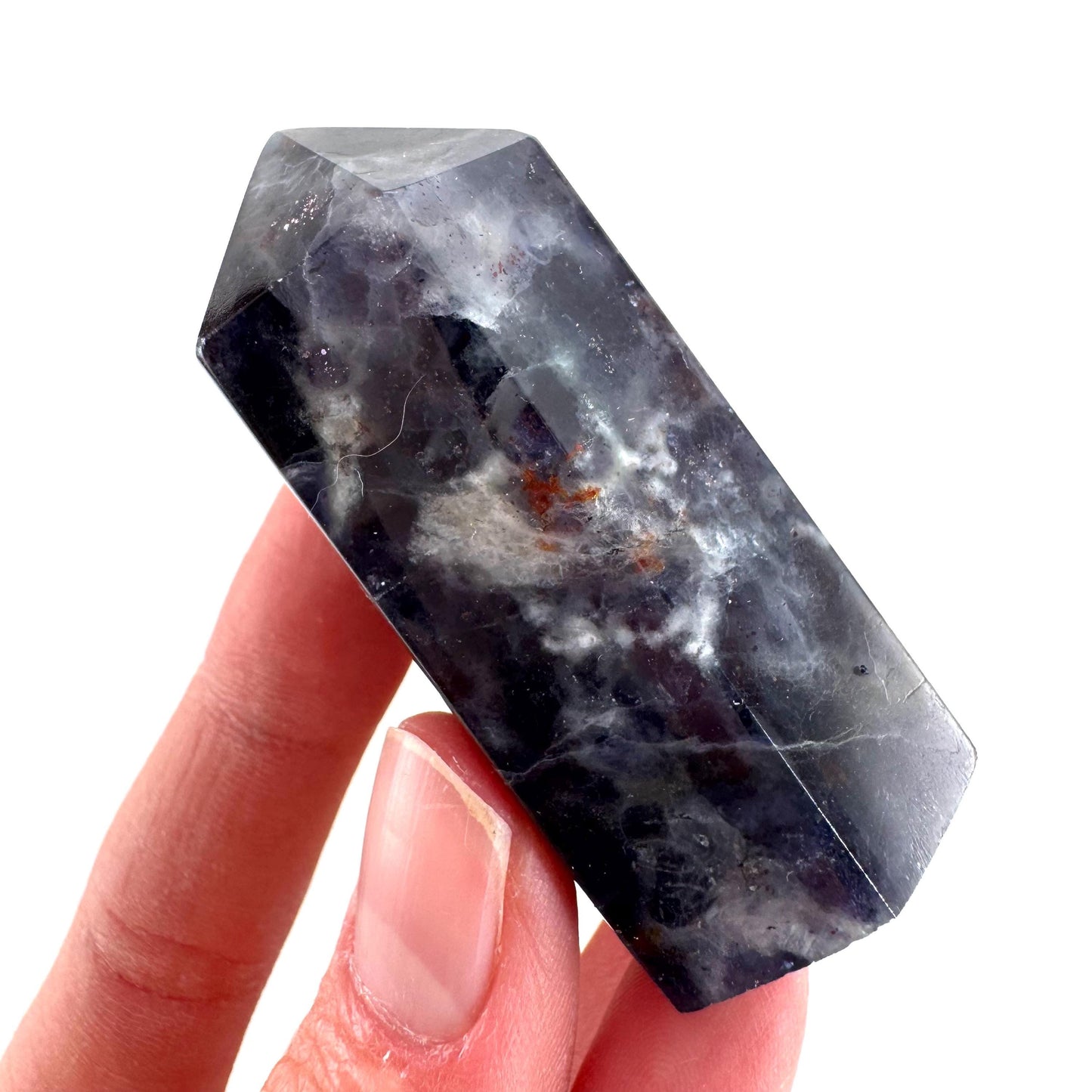 Iolite Point (India) | polished iolite crystal tower, cordierite point, crystal point