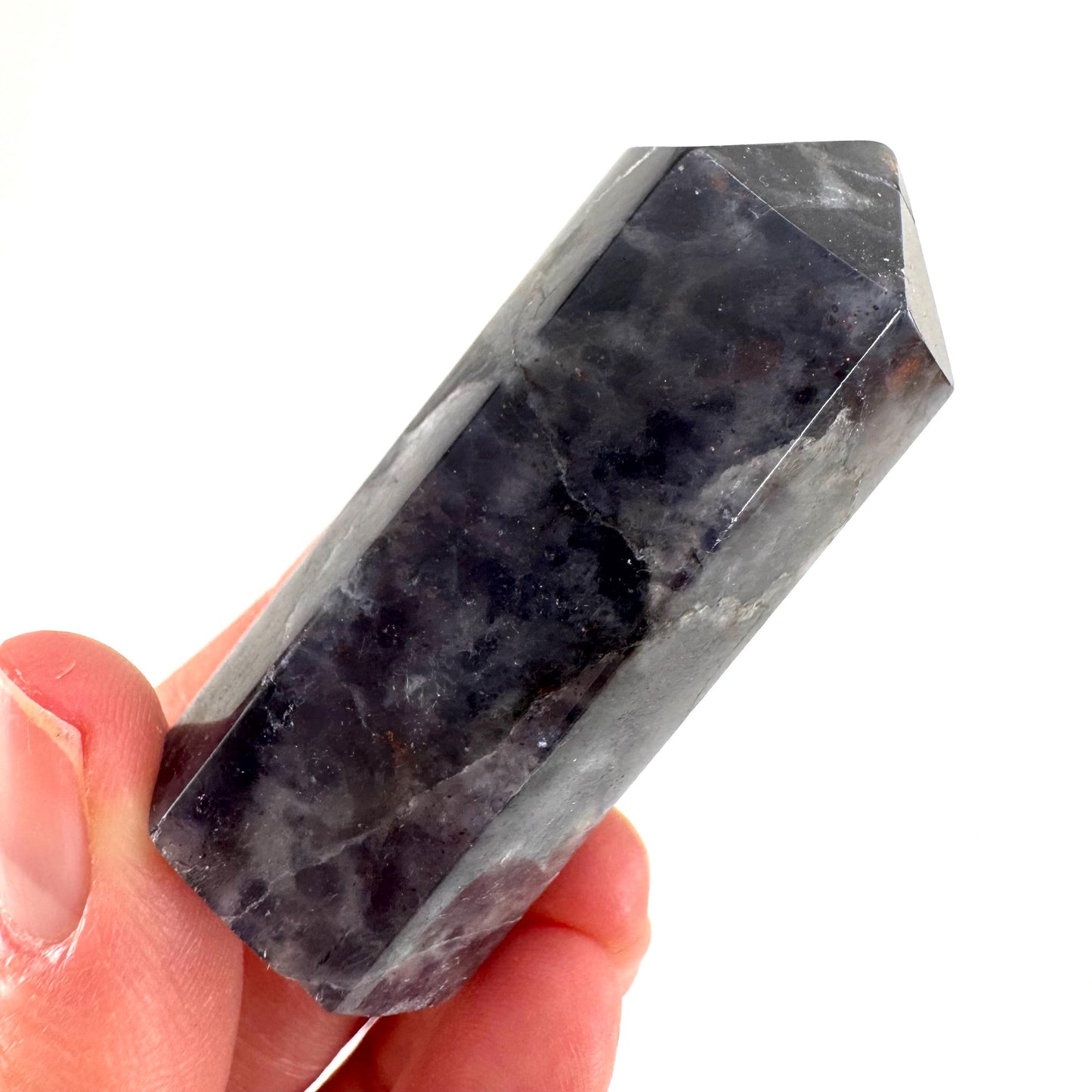 Iolite Point (India) | polished iolite crystal tower, cordierite point, crystal point