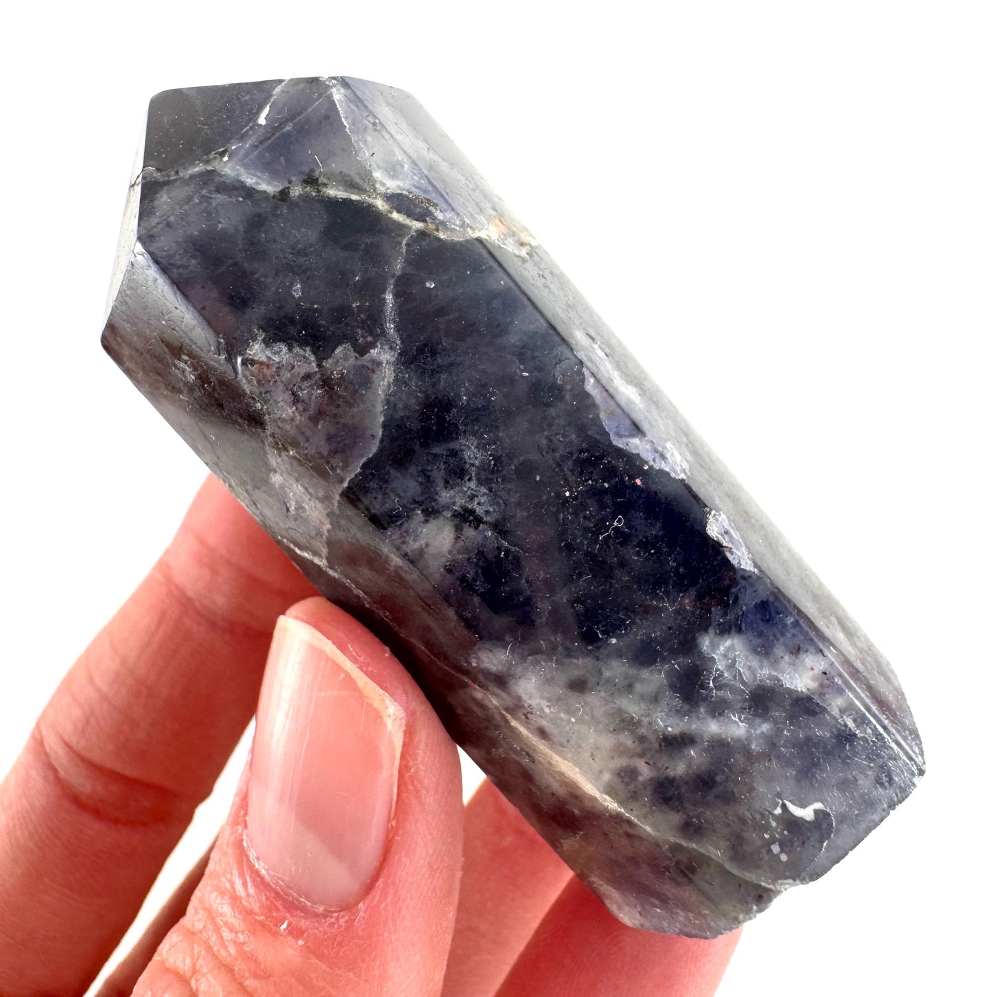 Iolite Point (India) | polished iolite crystal tower, cordierite point, crystal point