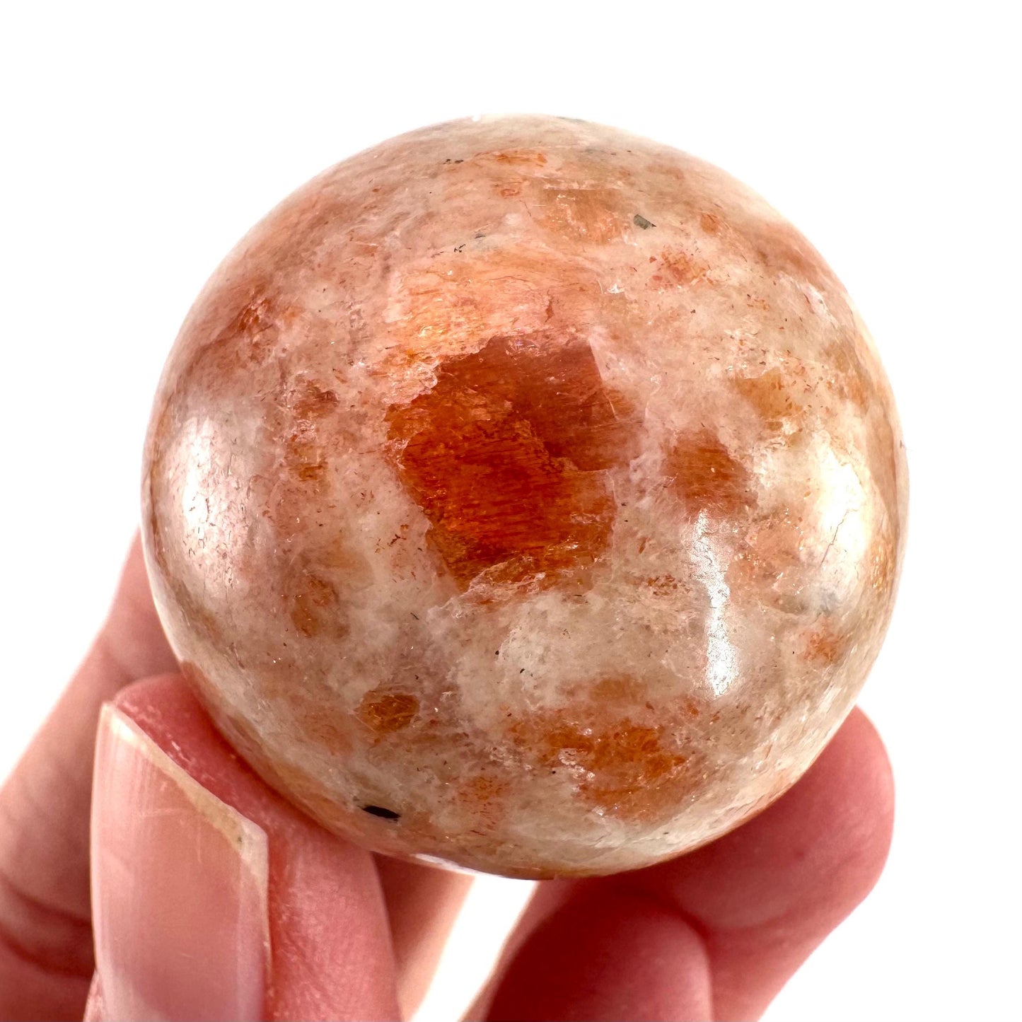 Sunstone Sphere (India) | polished sunstone crystal ball, crystal sphere