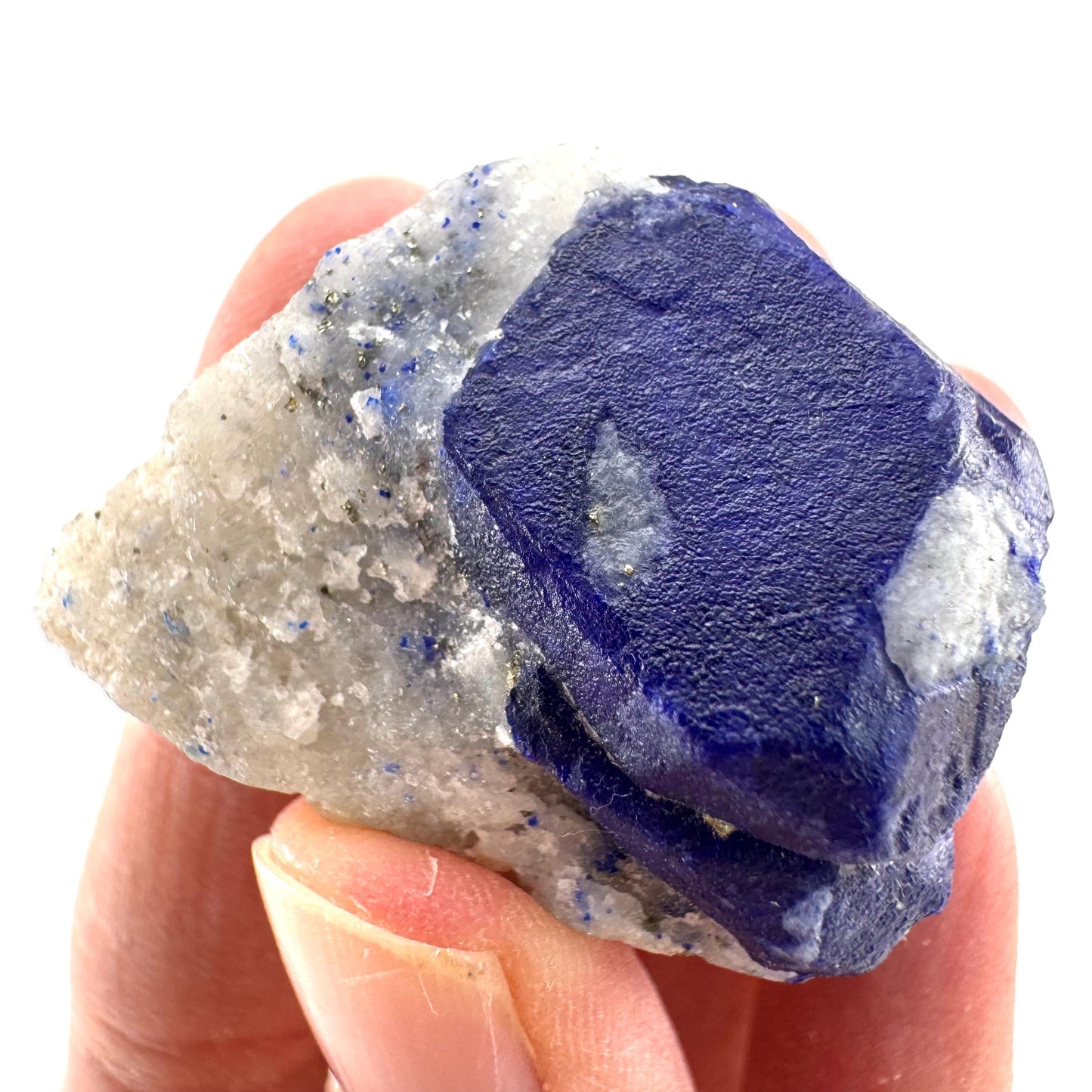Lazurite on Calcite (Afghanistan) | lazurite crystal, mineral specimen