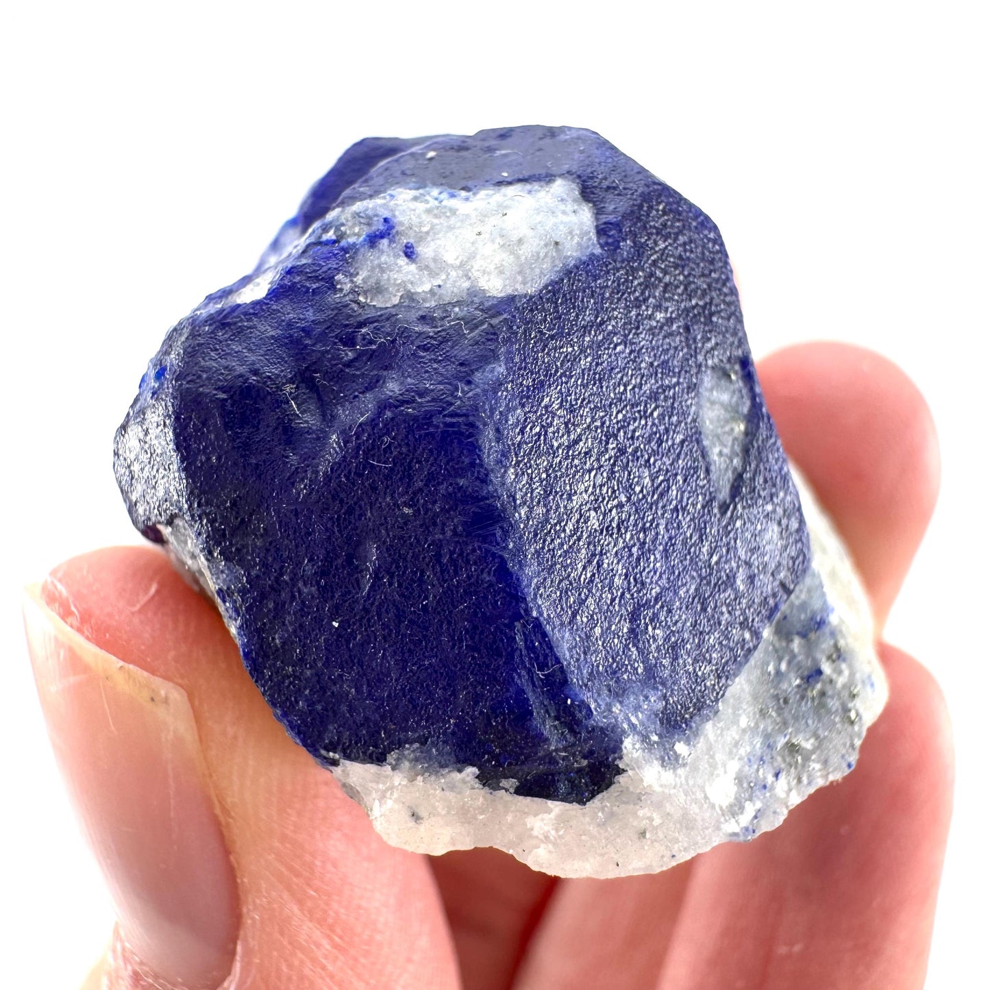 Lazurite on Calcite (Afghanistan) | lazurite crystal, mineral specimen