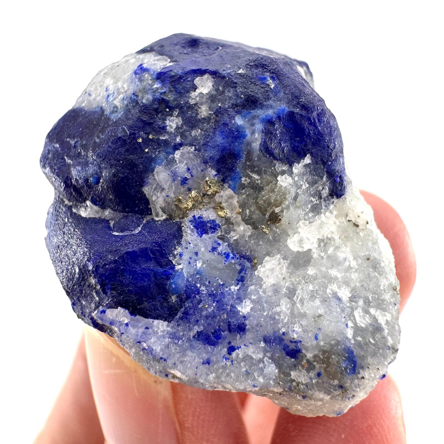 Lazurite on Calcite (Afghanistan) | lazurite crystal, mineral specimen