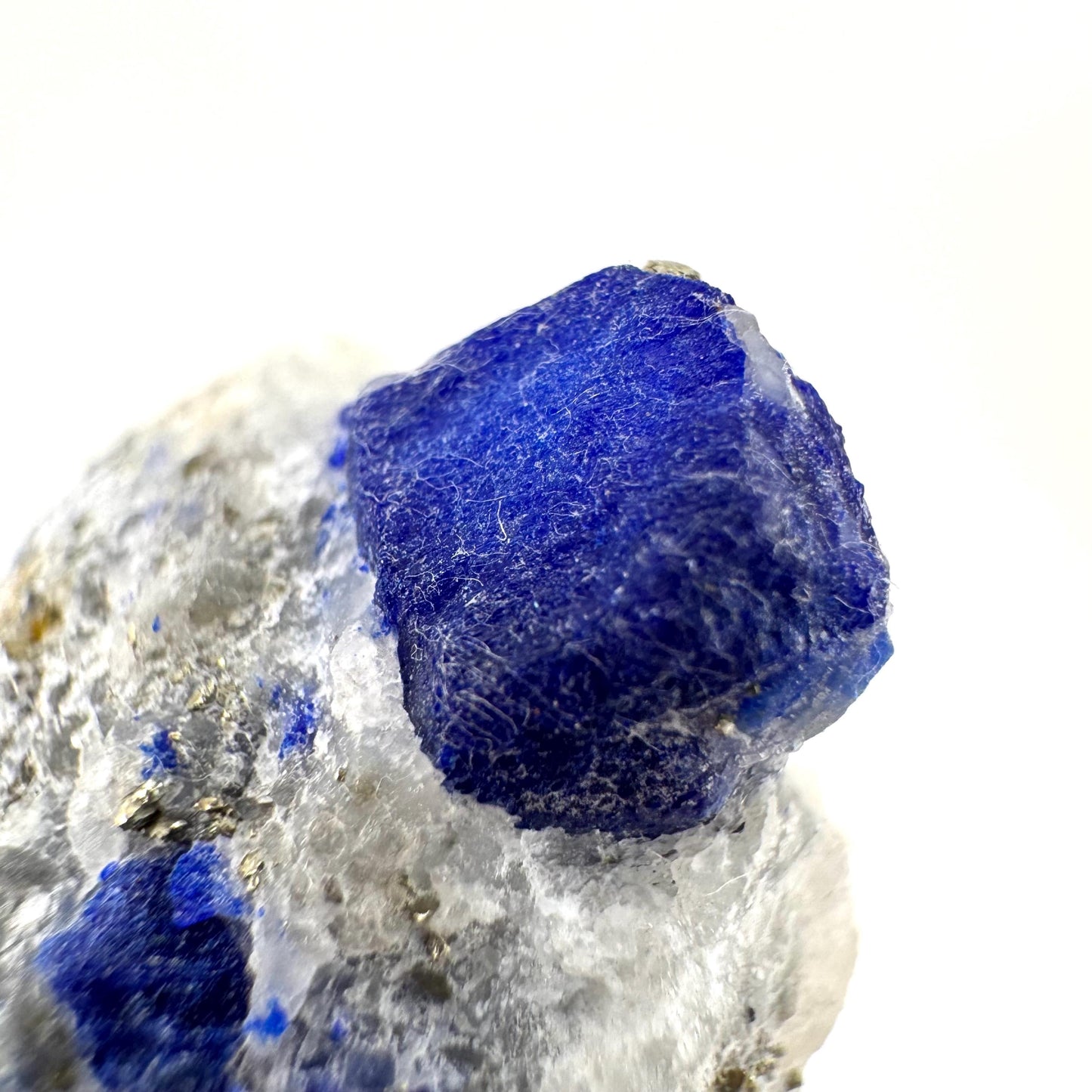 Lazurite & Pyrite on Calcite (Afghanistan) | lazurite crystal, mineral specimen