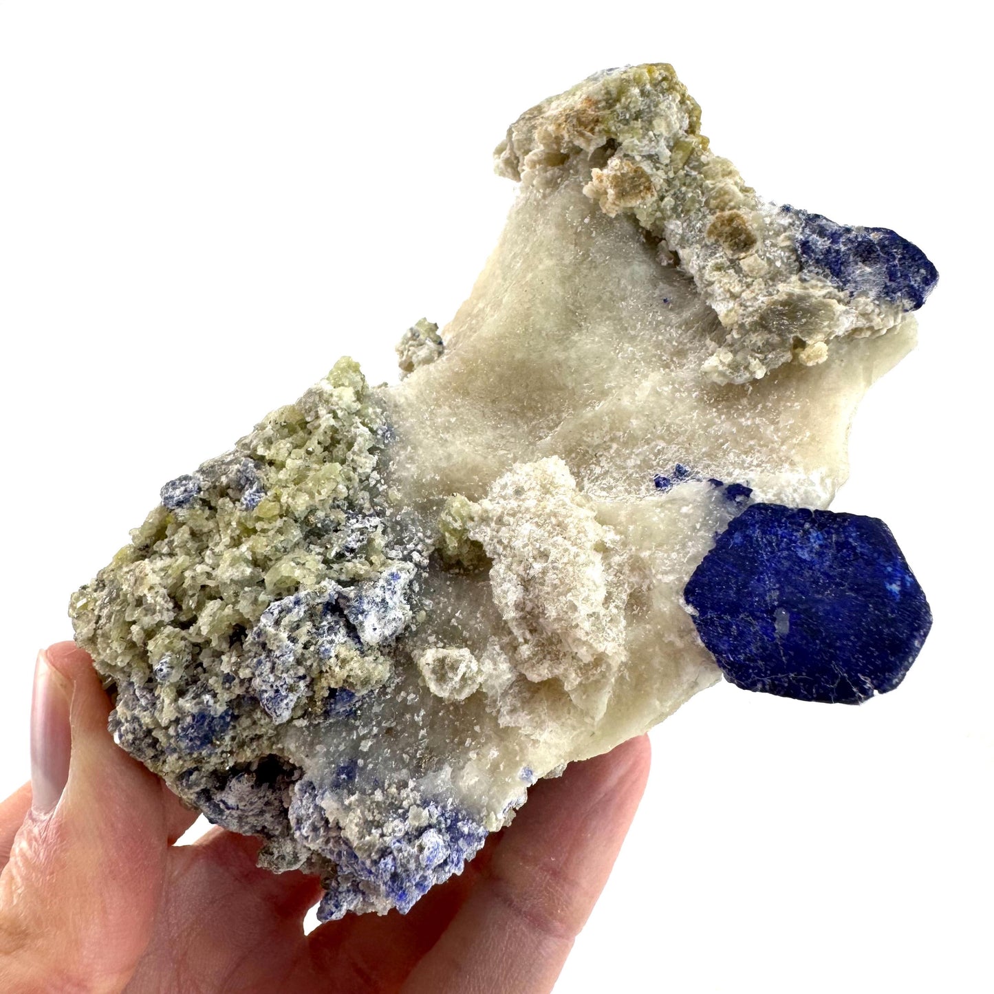 Lazurite on Calcite (Afghanistan) | lazurite crystal, mineral specimen