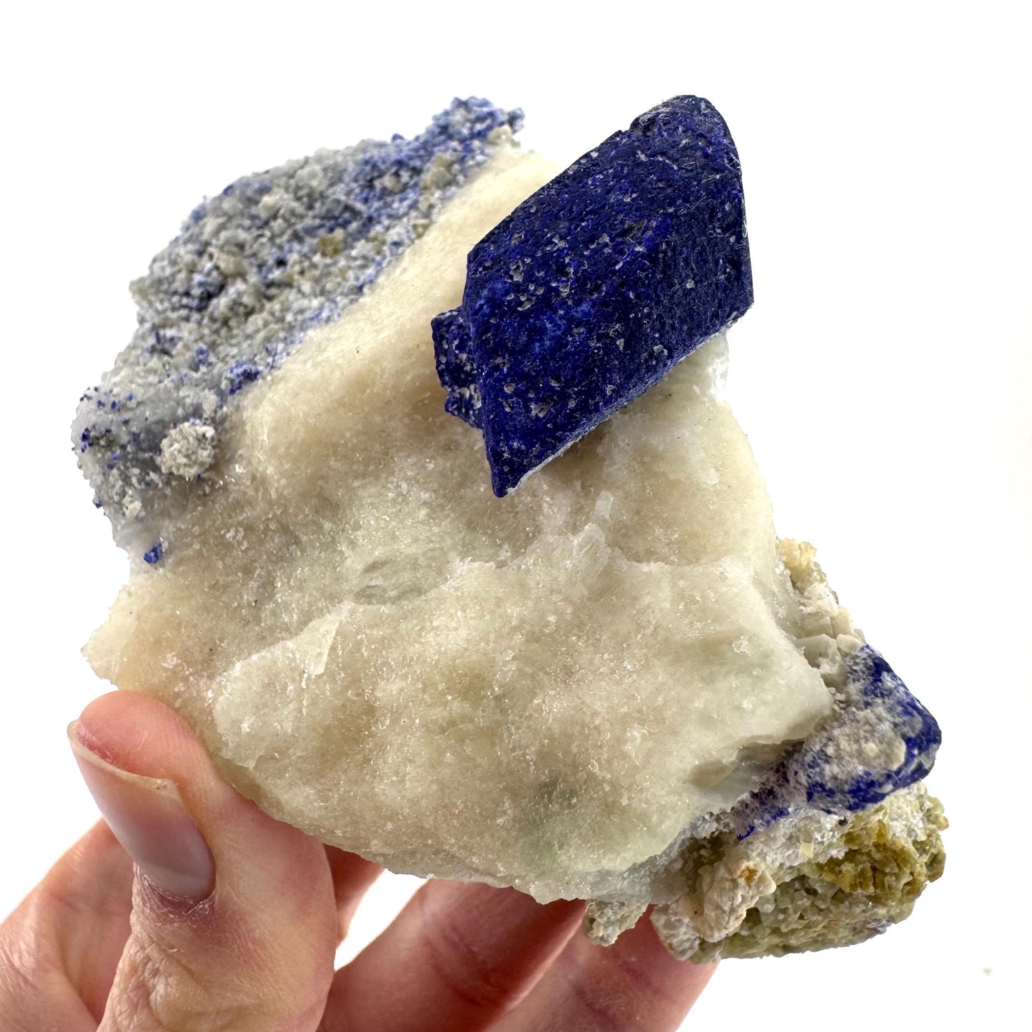 Lazurite on Calcite (Afghanistan) | lazurite crystal, mineral specimen