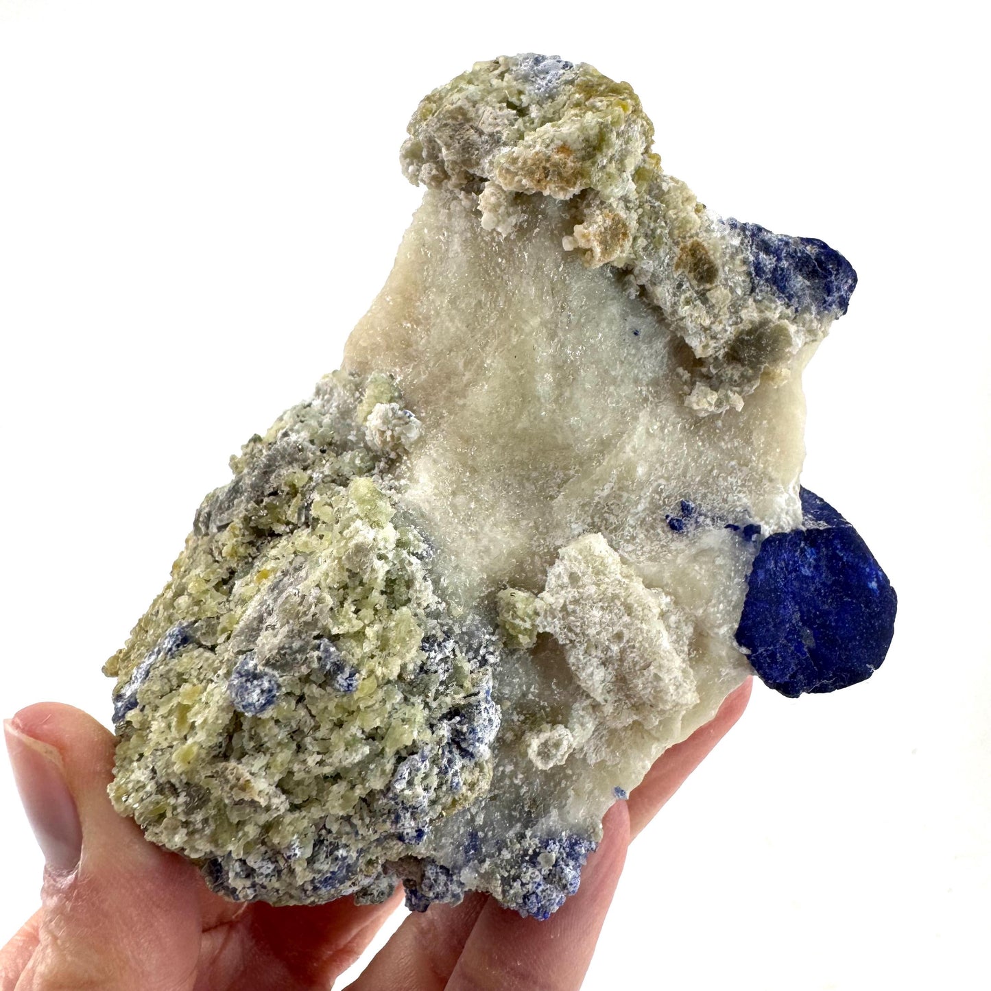 Lazurite on Calcite (Afghanistan) | lazurite crystal, mineral specimen