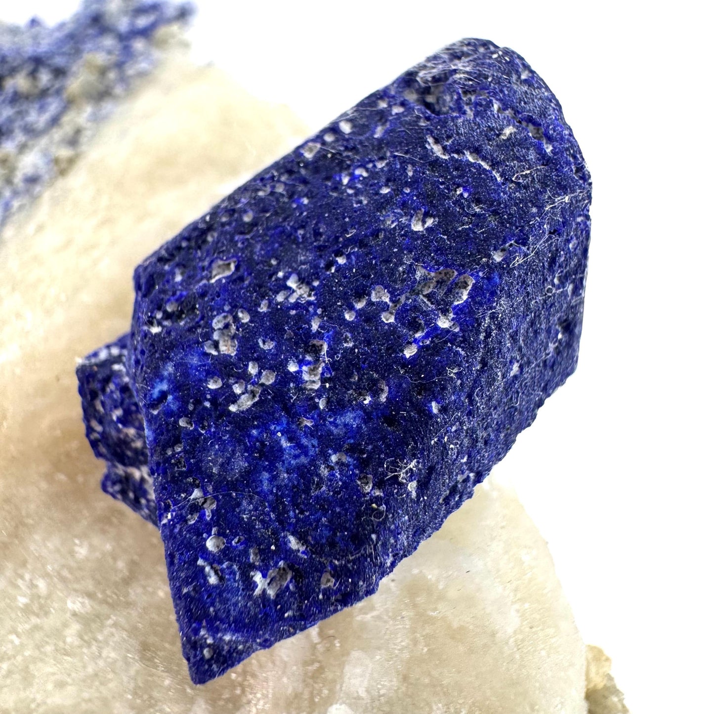 Lazurite on Calcite (Afghanistan) | lazurite crystal, mineral specimen