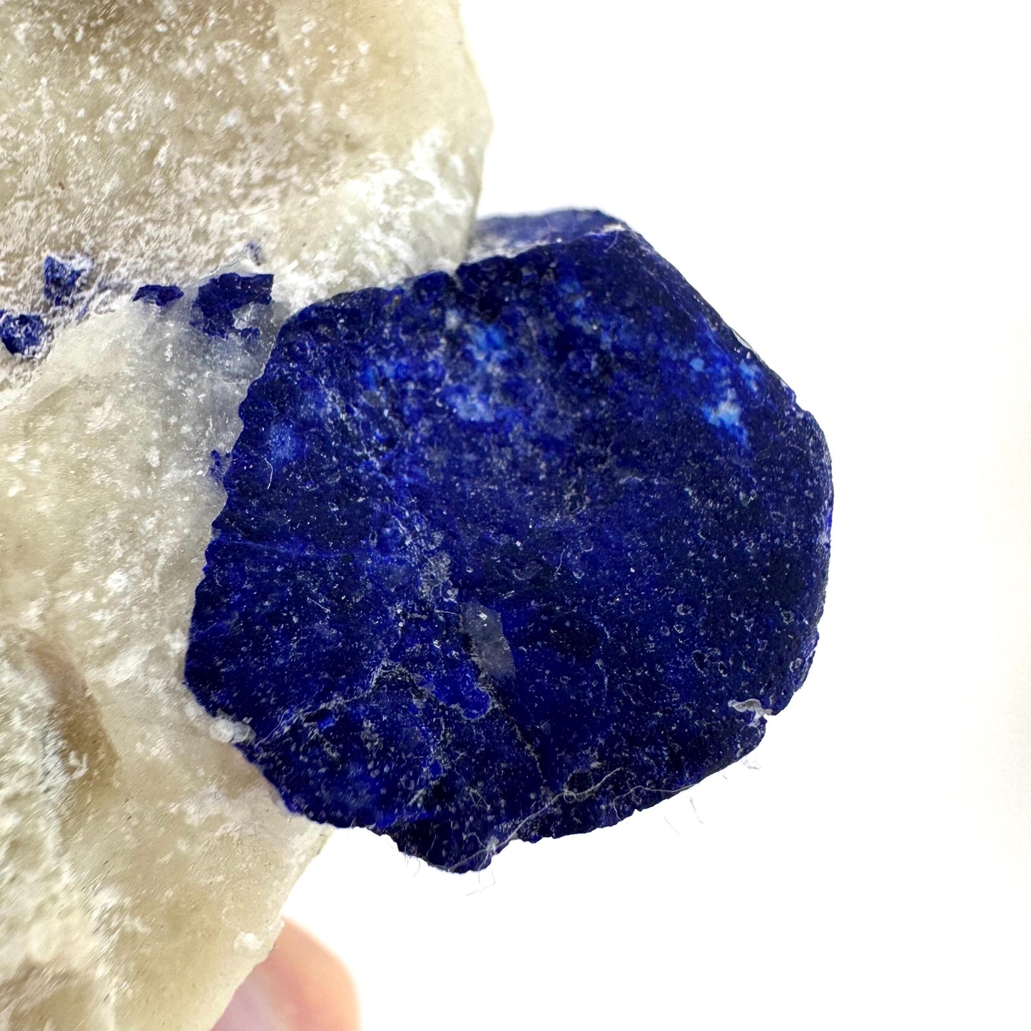 Lazurite on Calcite (Afghanistan) | lazurite crystal, mineral specimen