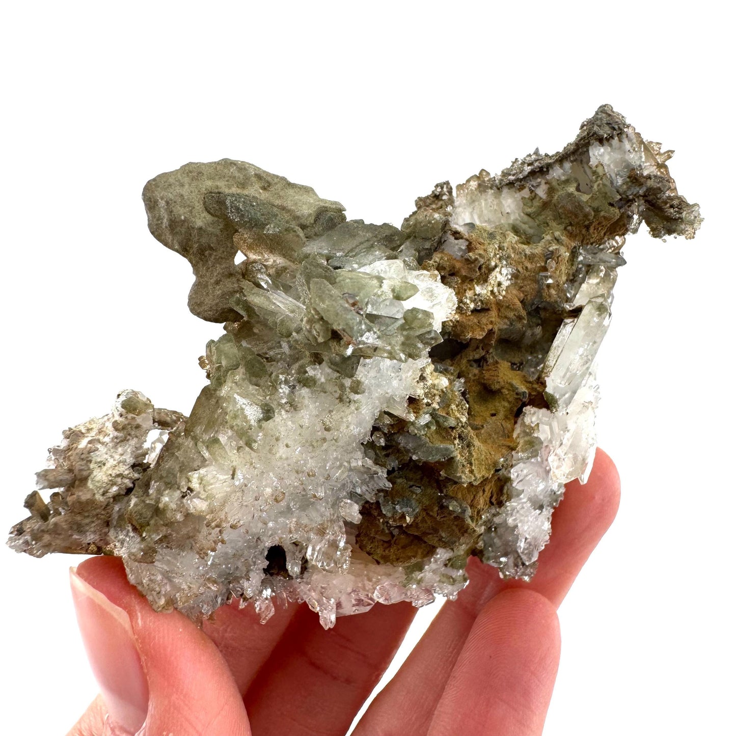Anatase on Chlorite Quartz (Pakistan) | green phantom quartz crystal, anatase crystal, rare mineral specimen