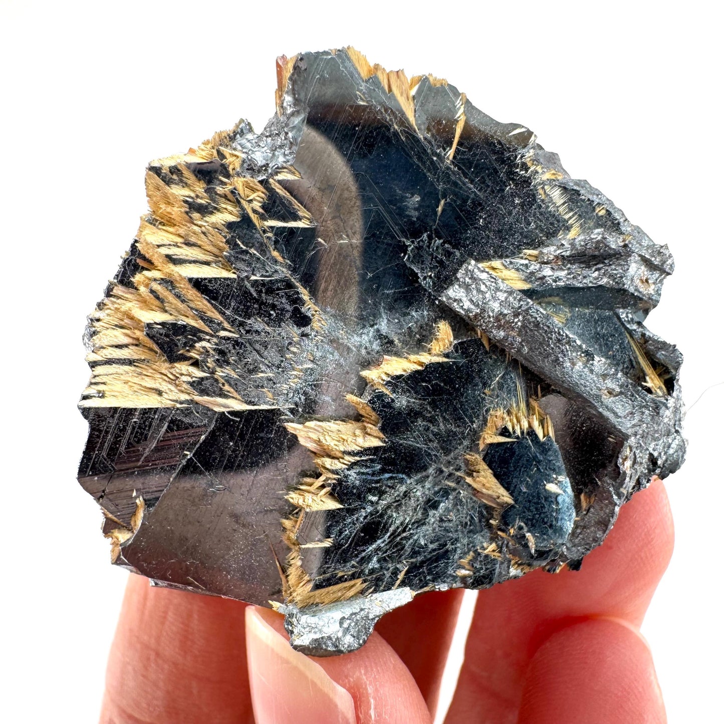 Rutile on Hematite (Brazil) | golden rutile on hematite crystal, rare mineral specimen