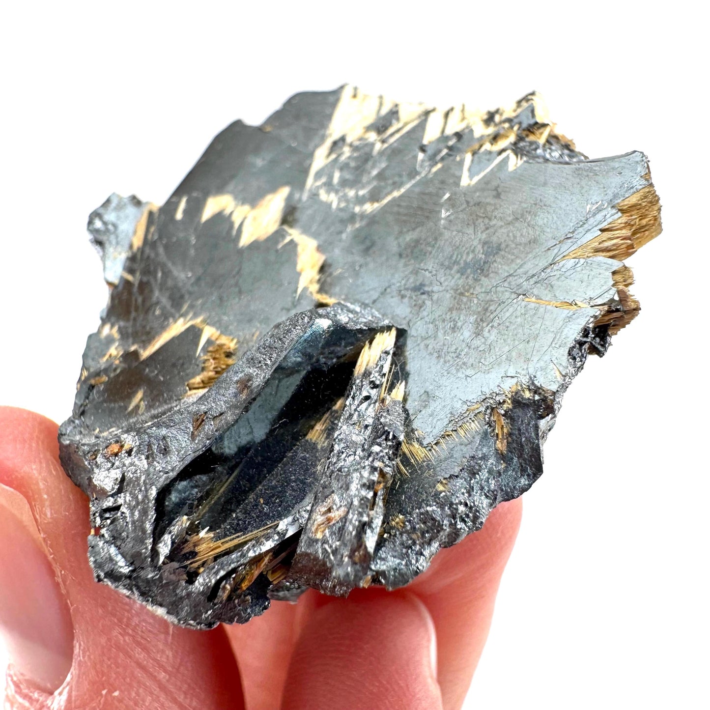 Rutile on Hematite (Brazil) | golden rutile on hematite crystal, rare mineral specimen