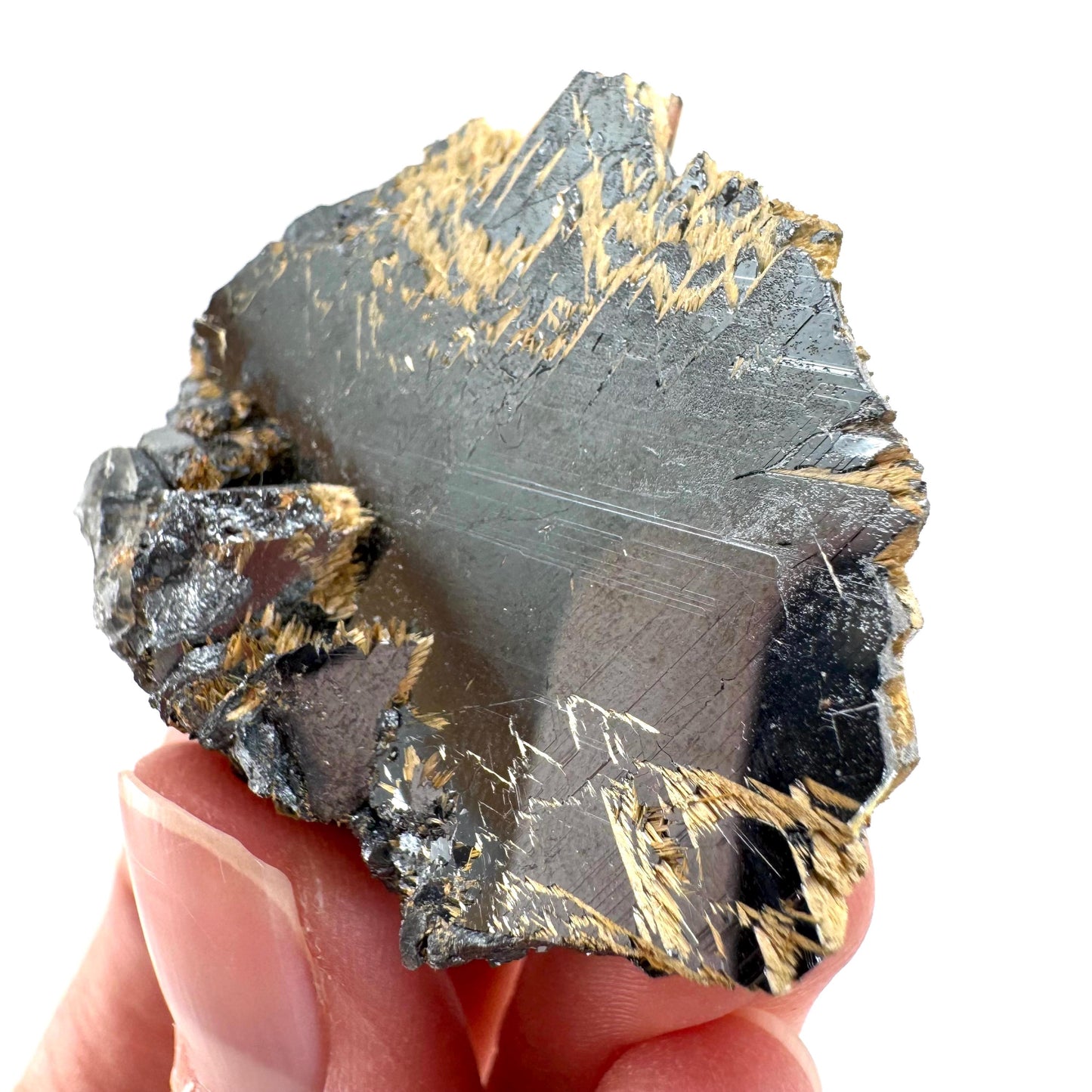 Rutile on Hematite (Brazil) | golden rutile on hematite crystal, rare mineral specimen