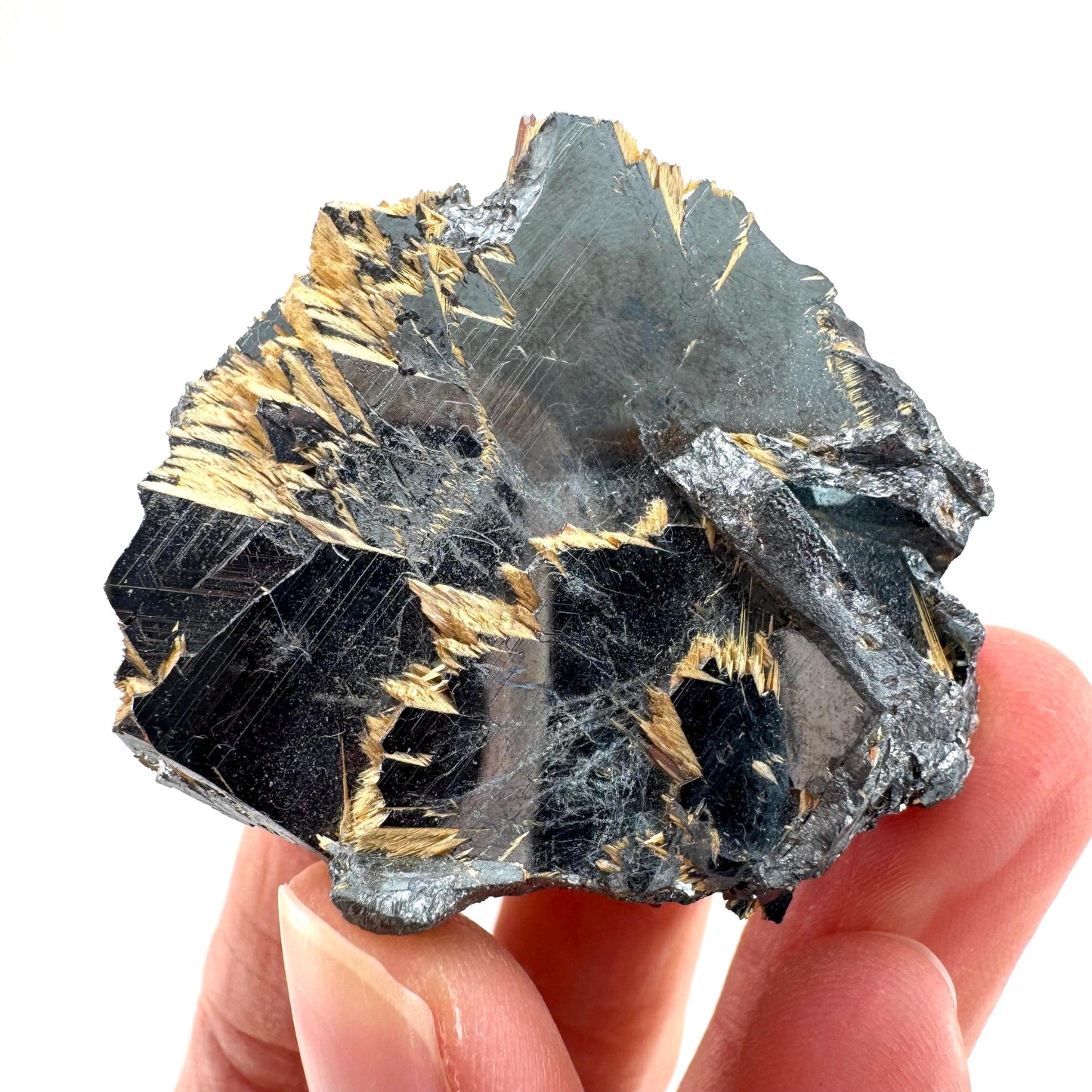 Rutile on Hematite (Brazil) | golden rutile on hematite crystal, rare mineral specimen