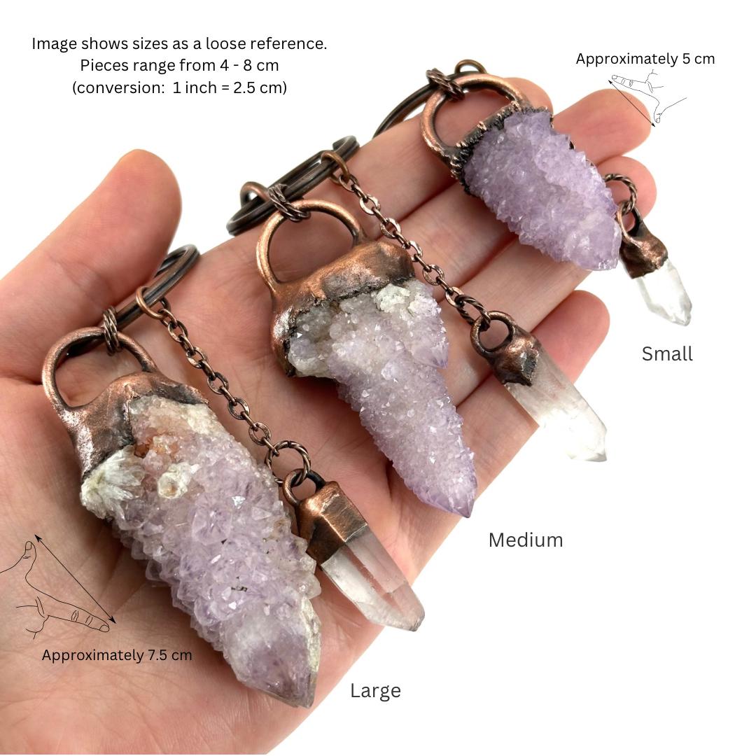 Spirit Quartz Crystal Bag Charm / Keychain, handmade crystal keychain, copper gemstone bag charm