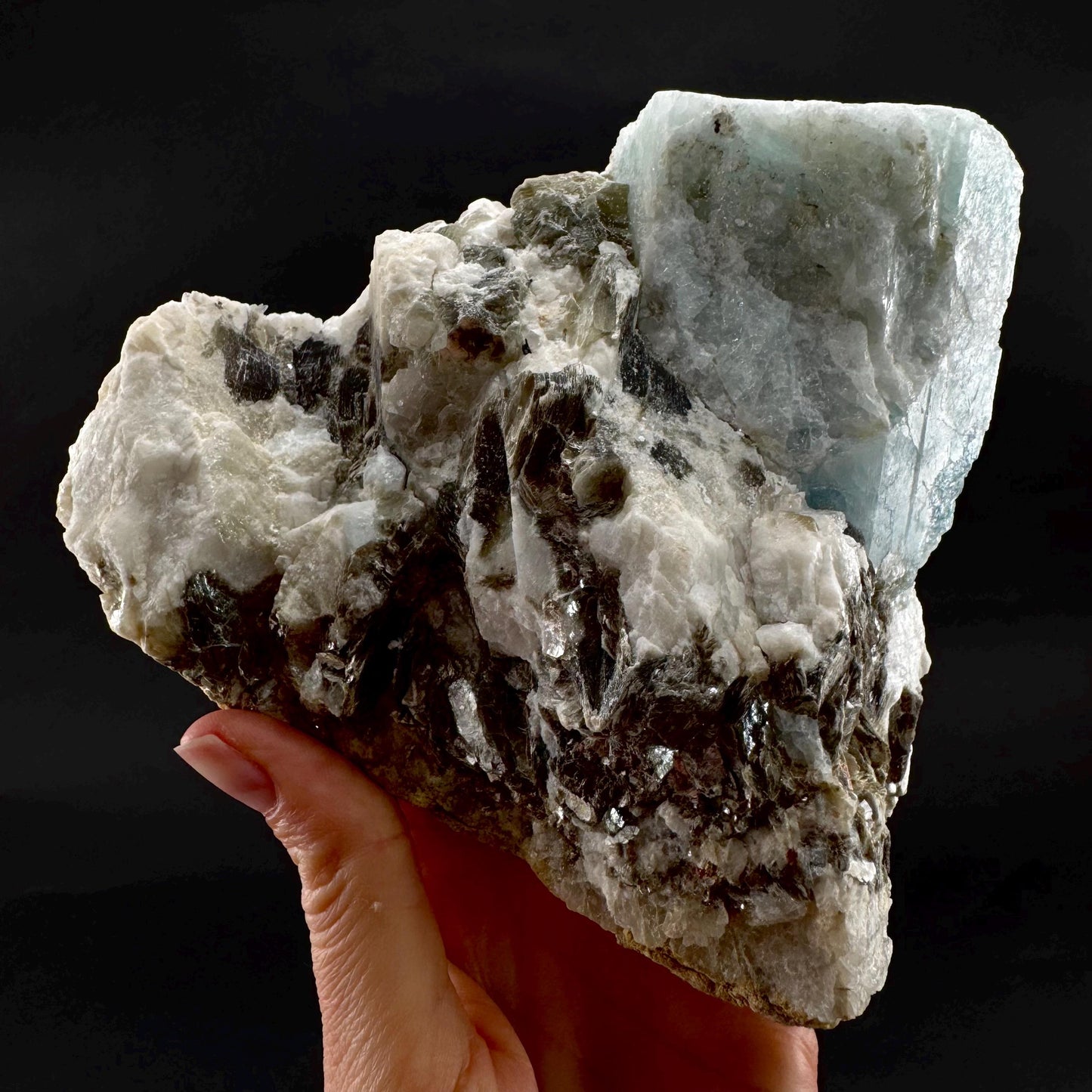 Aquamarine w/ Muscovite & Albite (Pakistan) | natural aquamarine crystal, mineral specimen