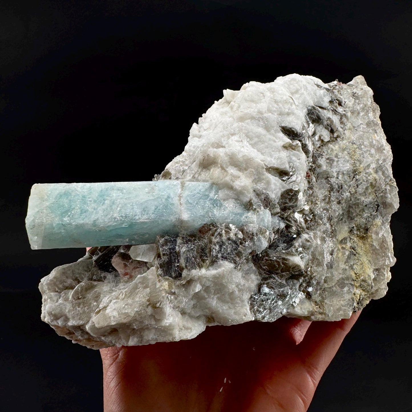 Aquamarine w/ Muscovite & Albite (Pakistan) | natural aquamarine crystal, mineral specimen
