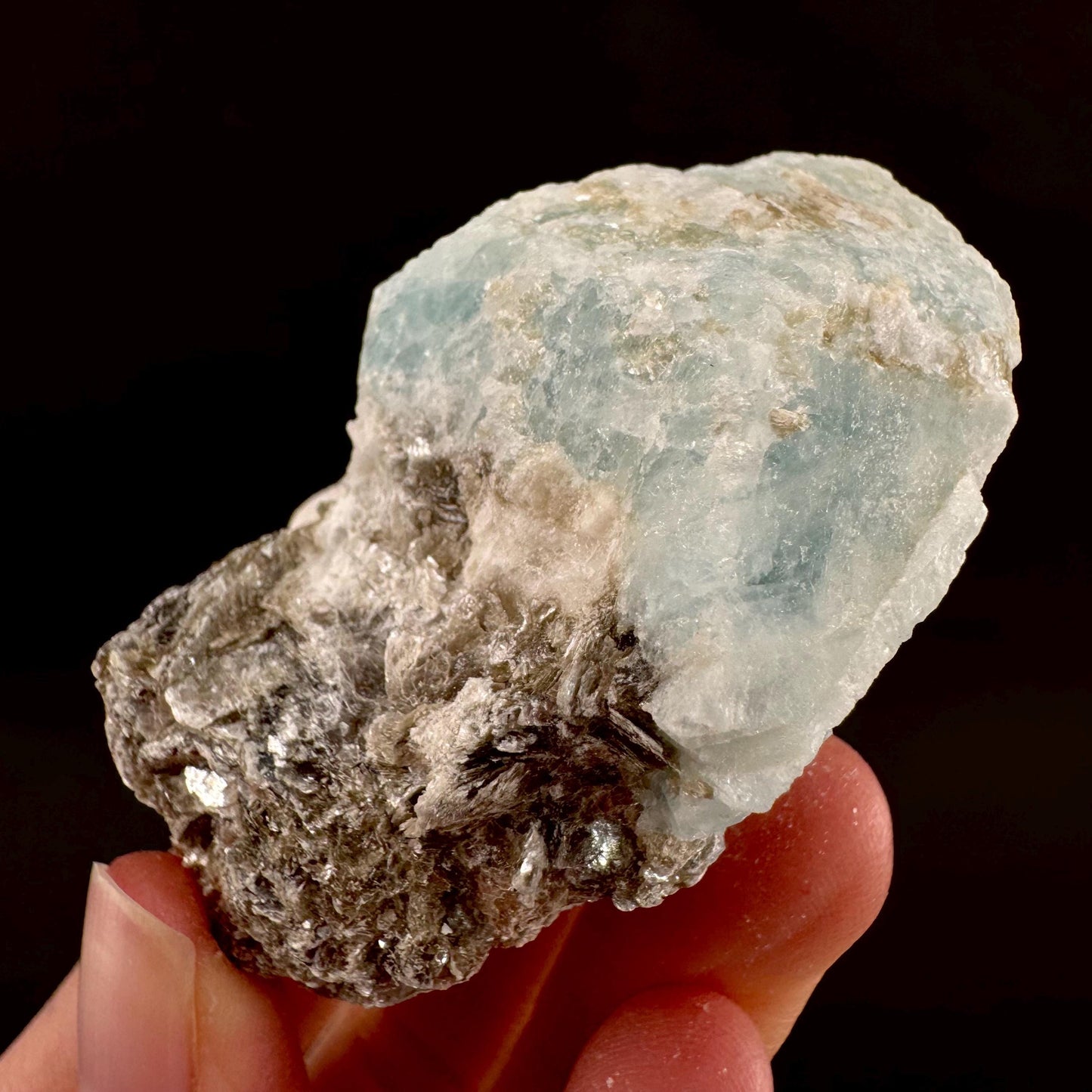 Aquamarine w/ Muscovite & Albite (Pakistan) | natural aquamarine crystal, mineral specimen