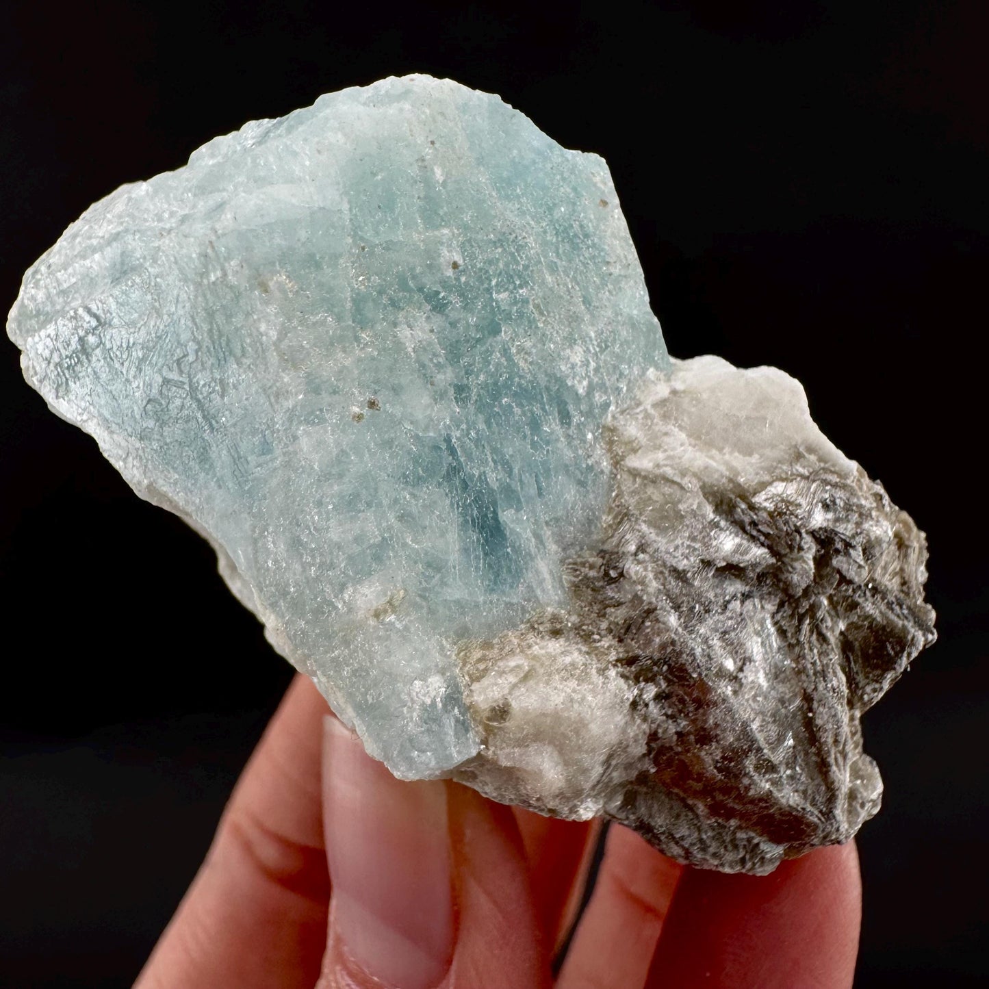 Aquamarine w/ Muscovite & Albite (Pakistan) | natural aquamarine crystal, mineral specimen