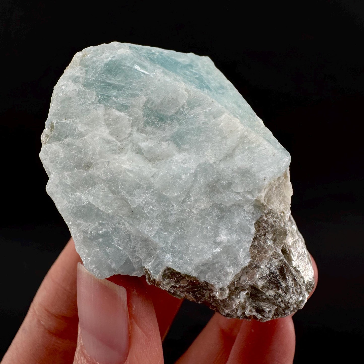 Aquamarine w/ Muscovite & Albite (Pakistan) | natural aquamarine crystal, mineral specimen