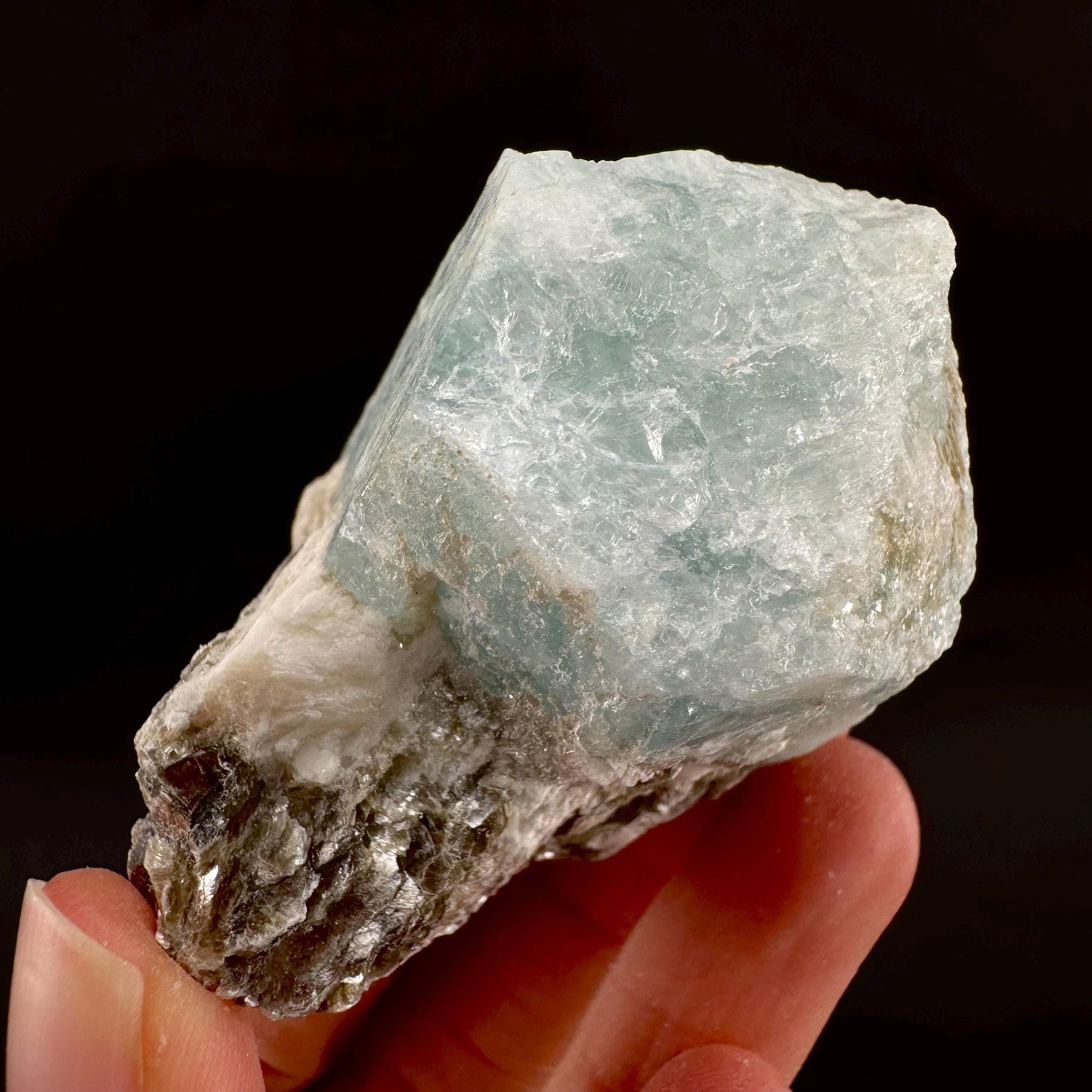 Aquamarine w/ Muscovite & Albite (Pakistan) | natural aquamarine crystal, mineral specimen