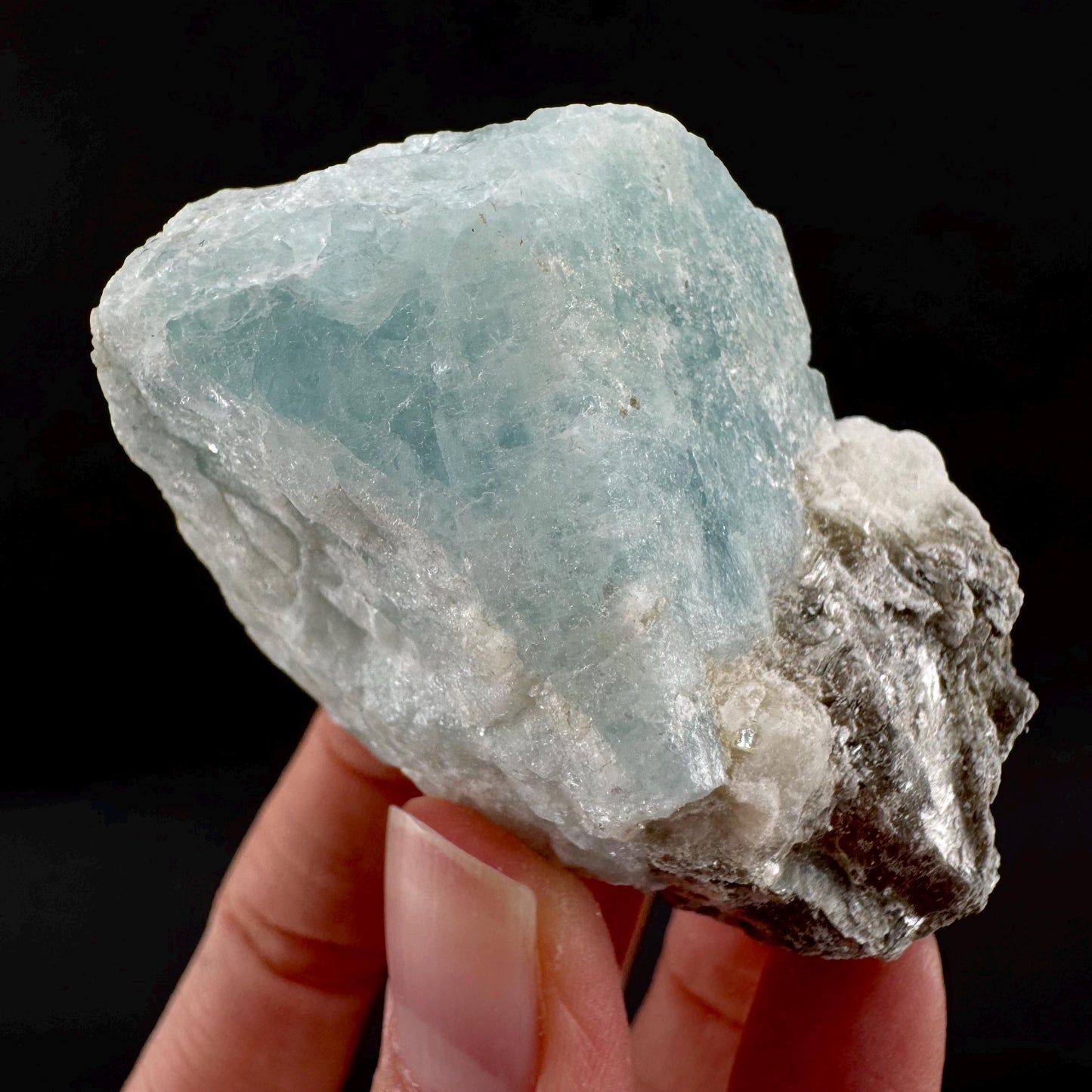 Aquamarine w/ Muscovite & Albite (Pakistan) | natural aquamarine crystal, mineral specimen