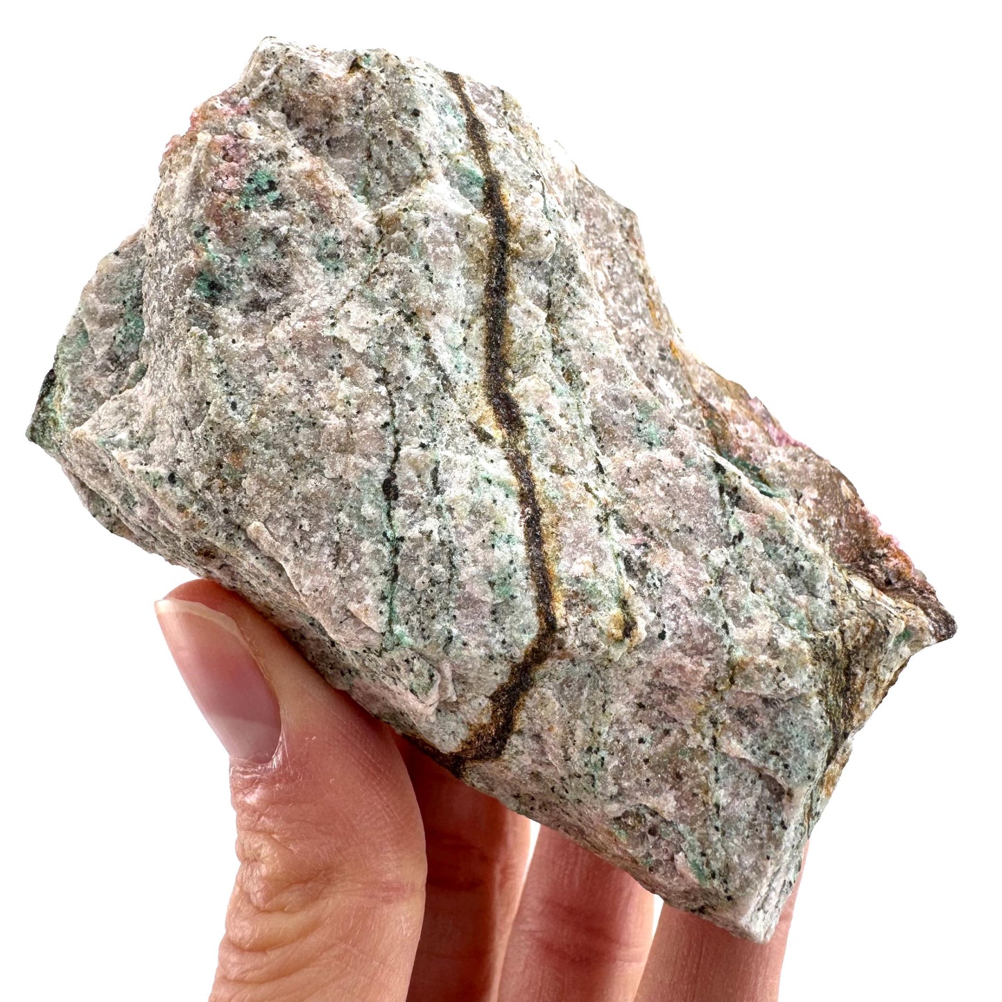 Cobaltoan Calcite w/ Fibrous Malachite (DR Congo) | cobalto calcite crystal, mineral specimen