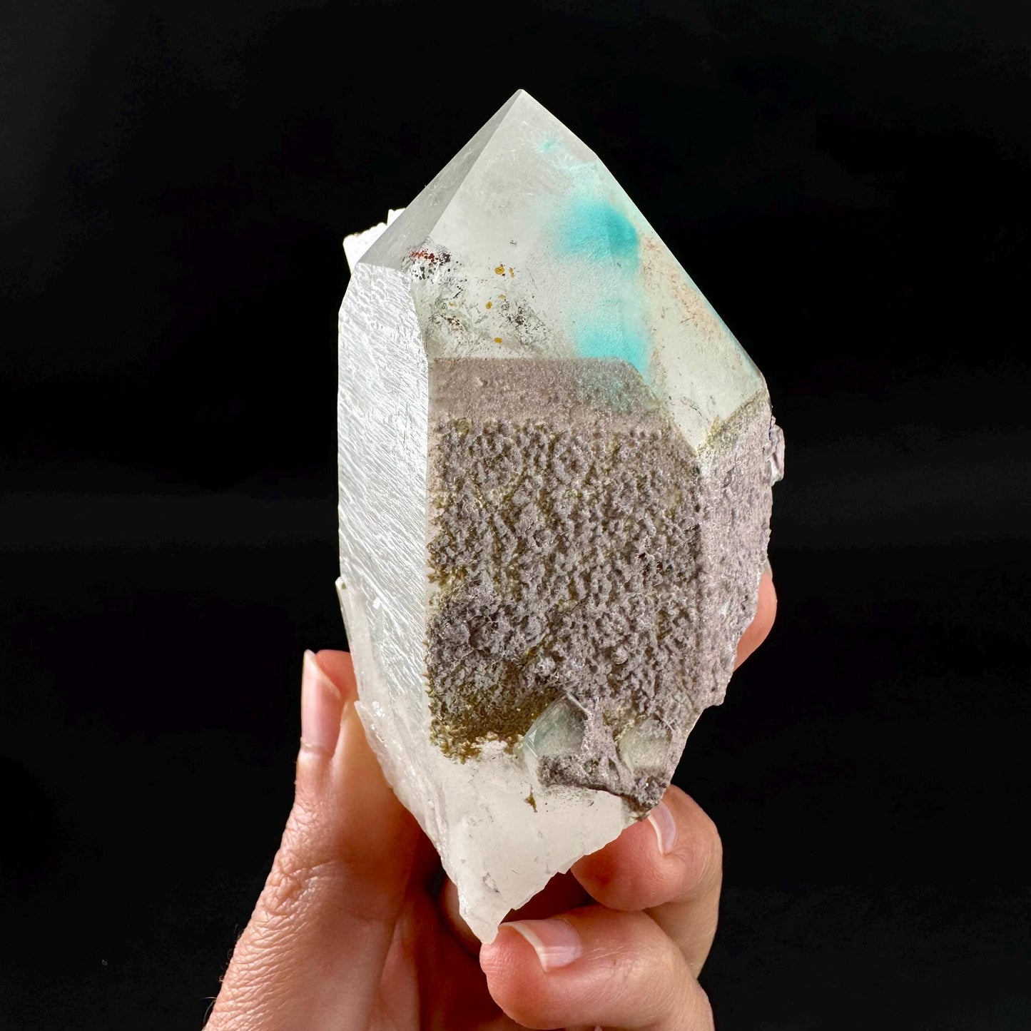 Ajoite & Copper Included Quartz (South Africa) | ajoite quartz crystal, rare mineral specimen