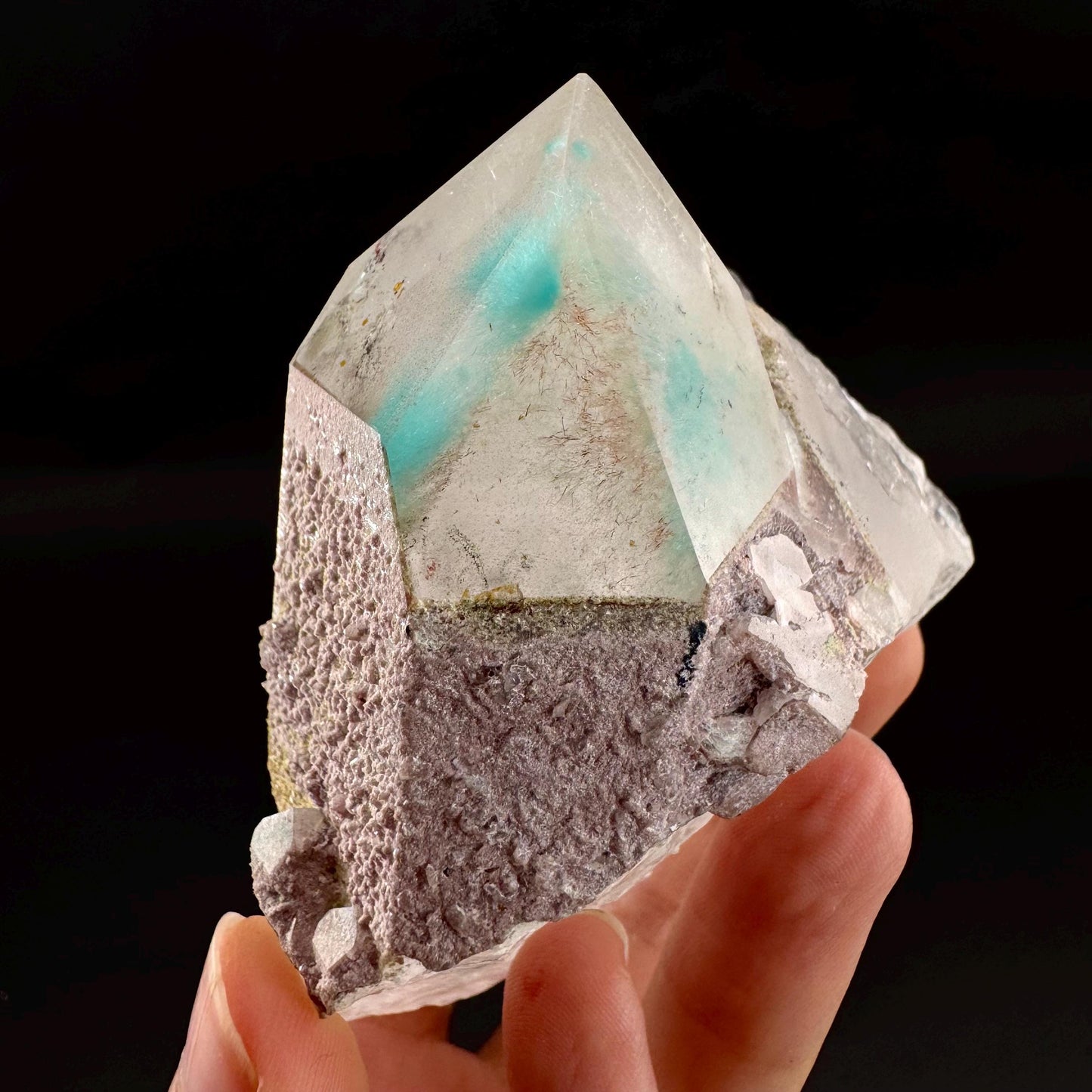 Ajoite & Copper Included Quartz (South Africa) | ajoite quartz crystal, rare mineral specimen