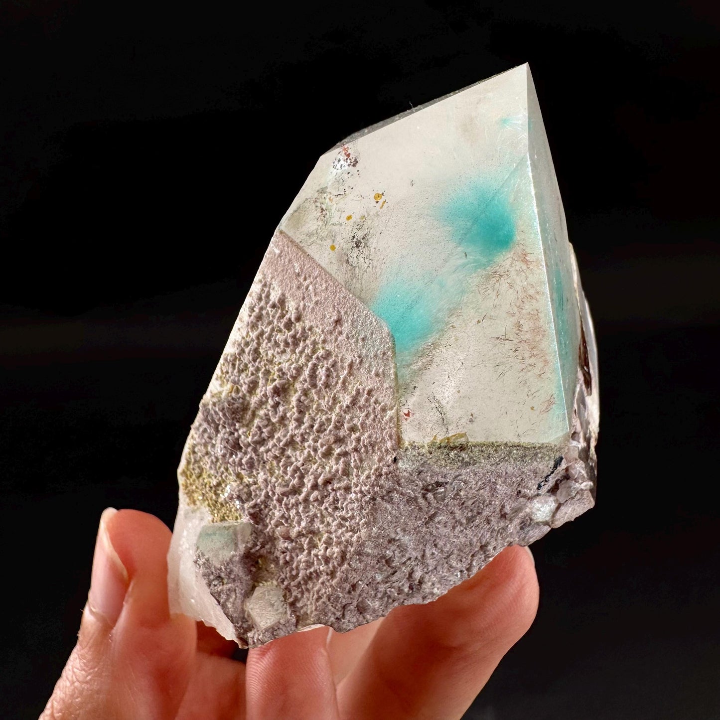 Ajoite & Copper Included Quartz (South Africa) | ajoite quartz crystal, rare mineral specimen