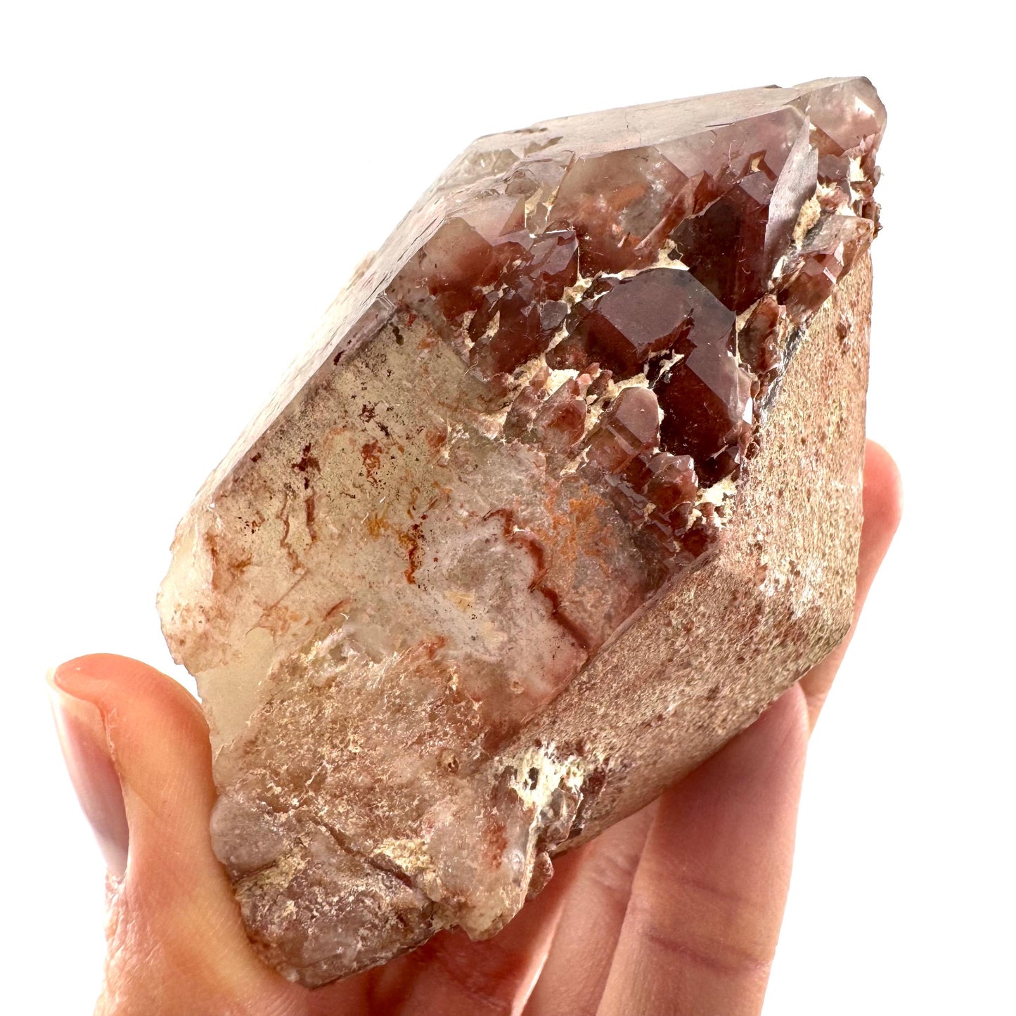 Red Hematite Quartz (Zimbabwe) | fire quartz crystal, red phantom quartz, mineral specimen