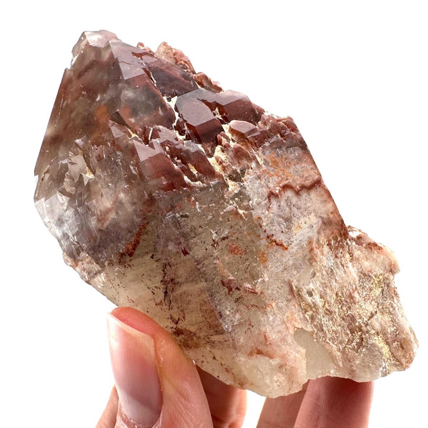 Red Hematite Quartz (Zimbabwe) | fire quartz crystal, red phantom quartz, mineral specimen