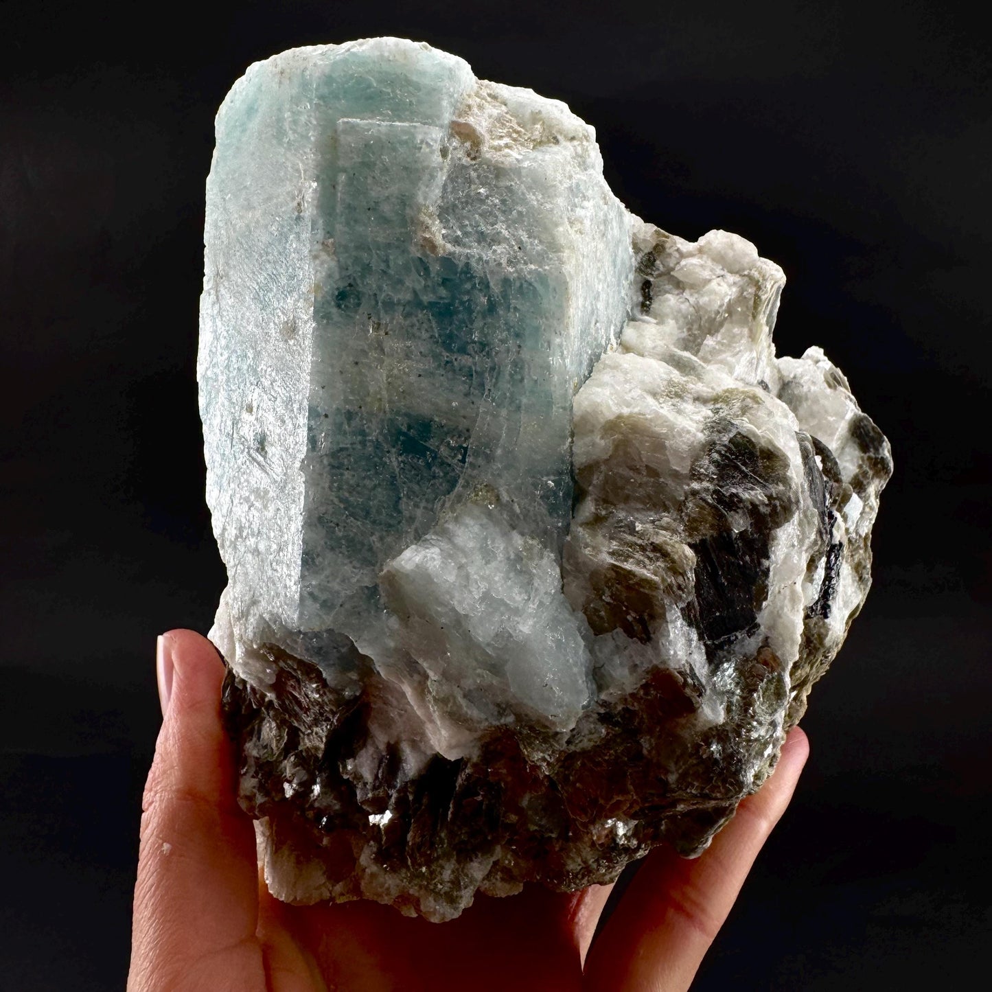 Aquamarine w/ Muscovite & Albite (Pakistan) | natural aquamarine crystal, mineral specimen