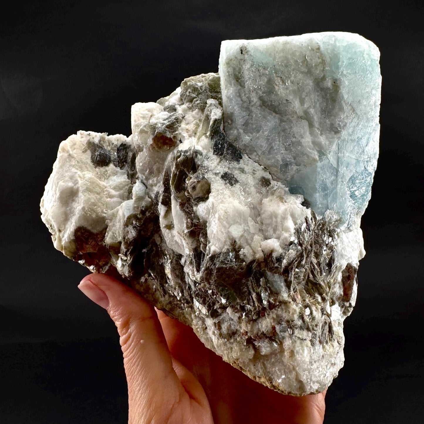 Aquamarine w/ Muscovite & Albite (Pakistan) | natural aquamarine crystal, mineral specimen
