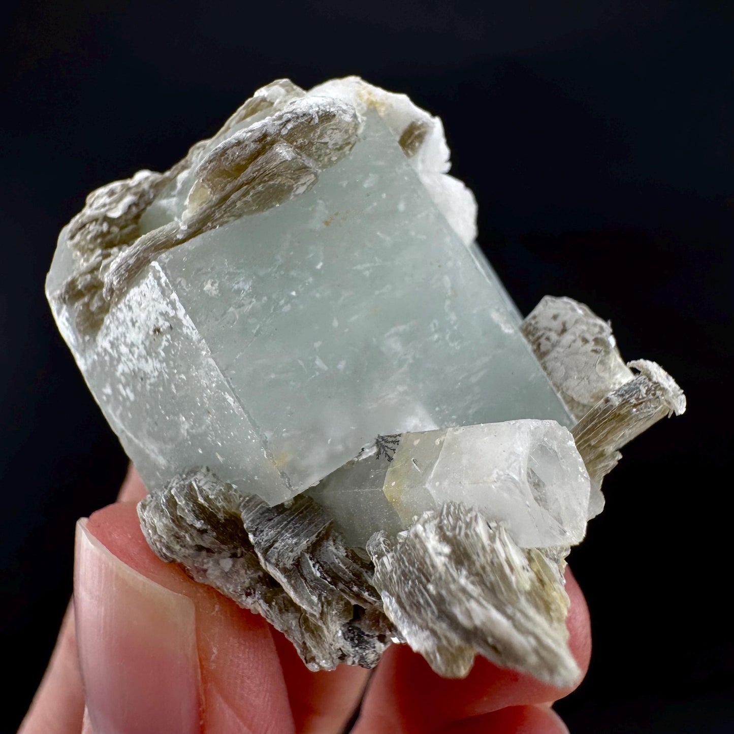 Aquamarine w/ Muscovite & Albite (Pakistan) | natural aquamarine crystal, mineral specimen