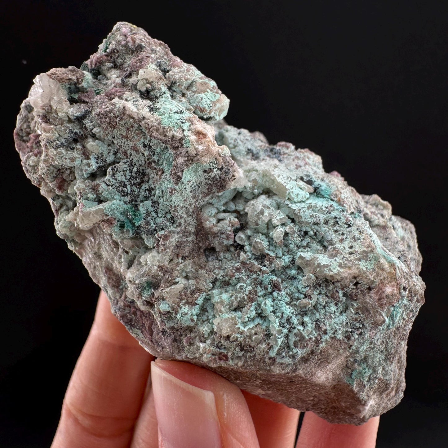 Chrysocolla w/ Cobaltoan Calcite & Malachite (DR Congo) | malachite crystal, mineral specimen