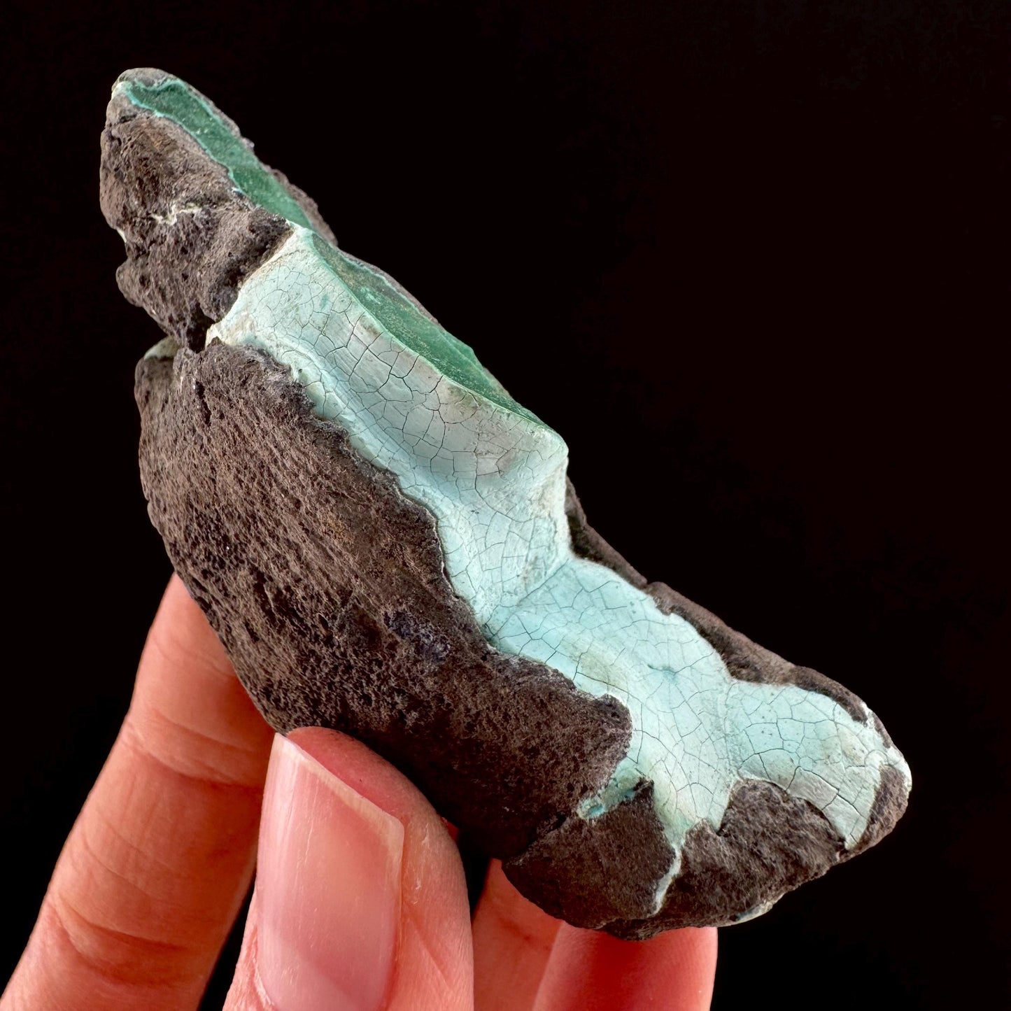 Chrysocolla & Malachite (DR Congo) | botryoidal chrysocolla crystal, mineral specimen