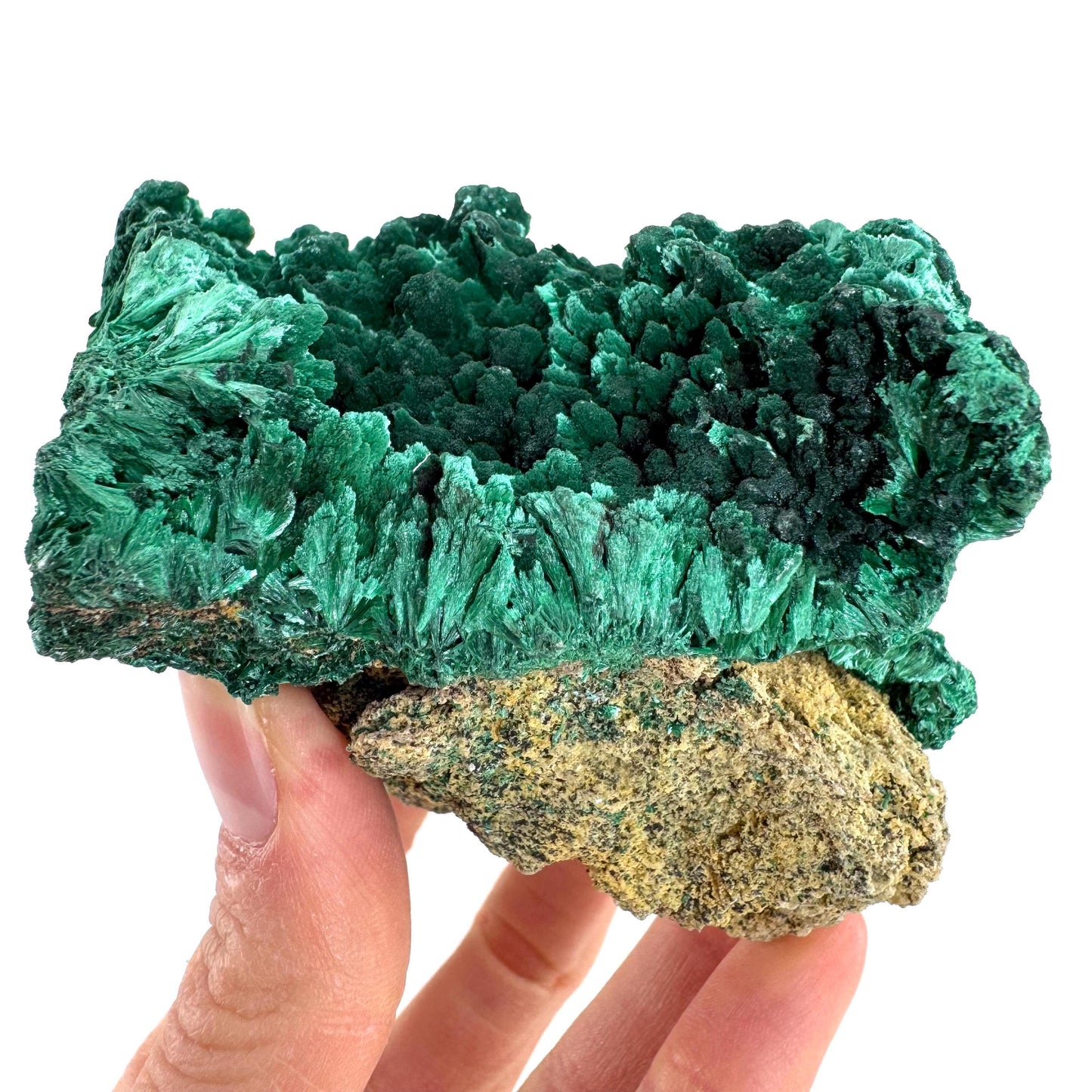 Fibrous Malachite (DR Congo) | raw green malachite crystal, mineral specimen