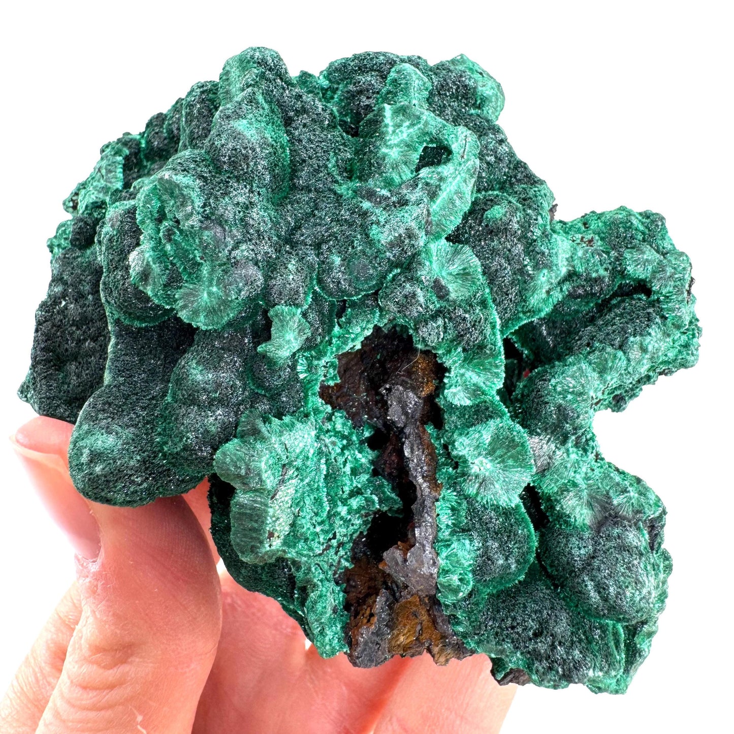 Fibrous Malachite (DR Congo) | raw green malachite crystal, mineral specimen