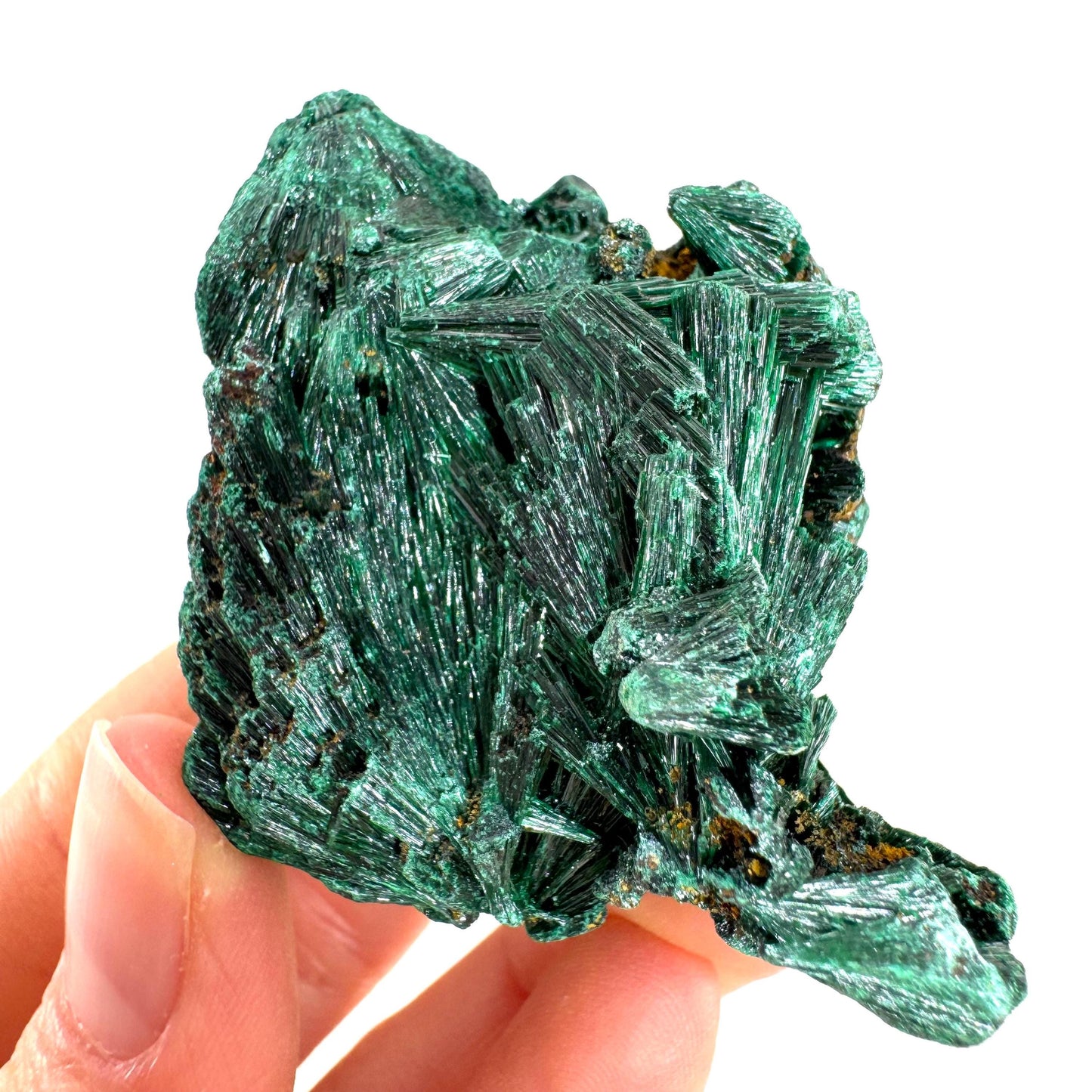 Fibrous Malachite (DR Congo) | raw green malachite crystal, mineral specimen