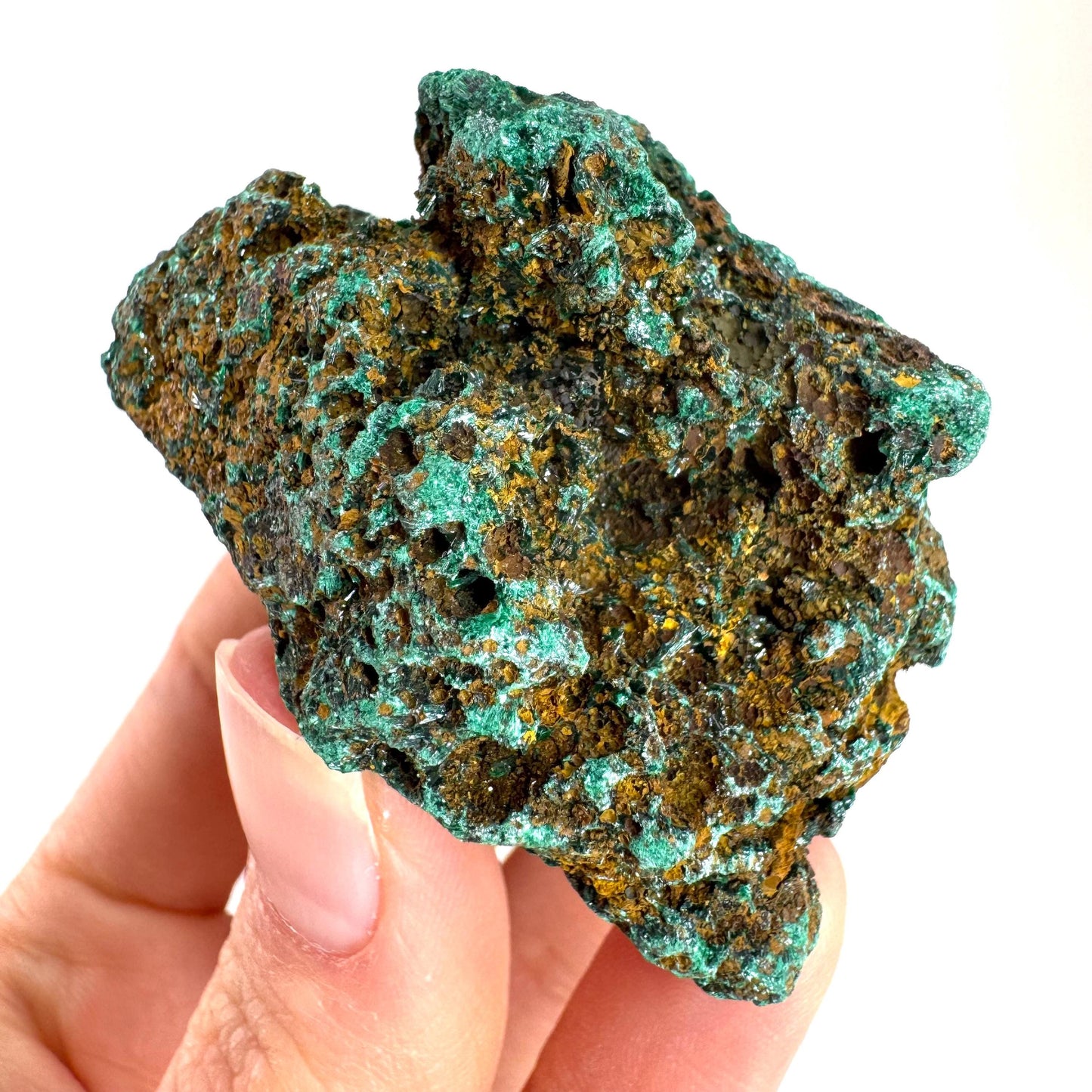 Fibrous Malachite (DR Congo) | raw green malachite crystal, mineral specimen