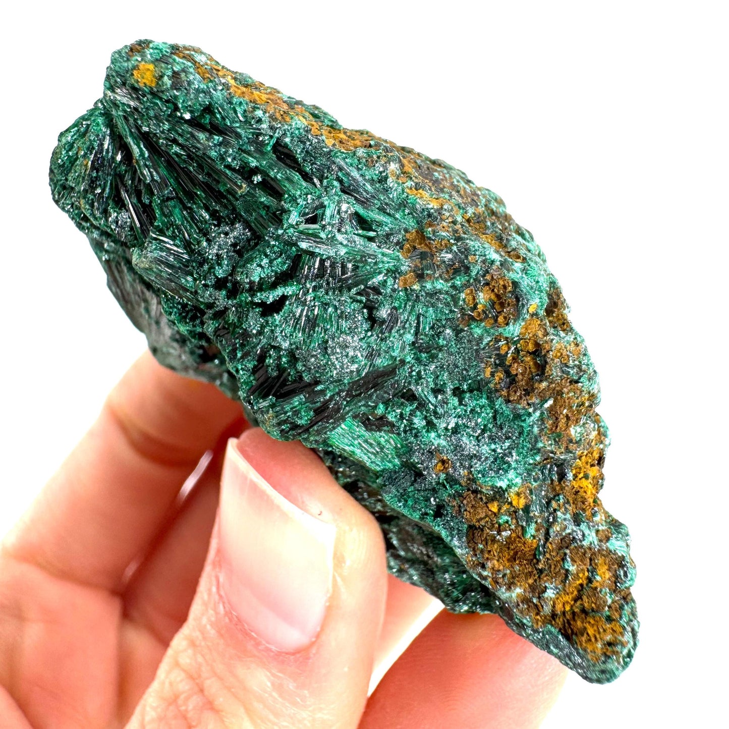 Fibrous Malachite (DR Congo) | raw green malachite crystal, mineral specimen