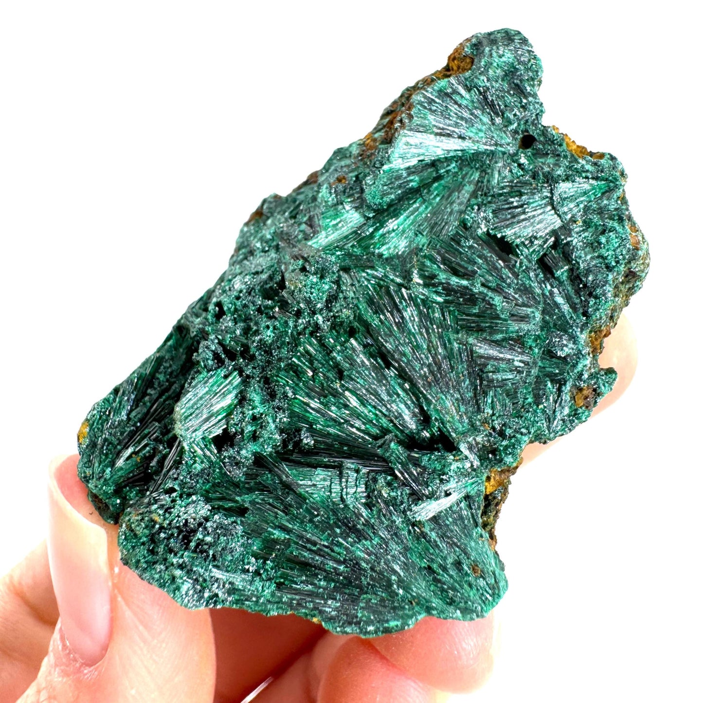 Fibrous Malachite (DR Congo) | raw green malachite crystal, mineral specimen
