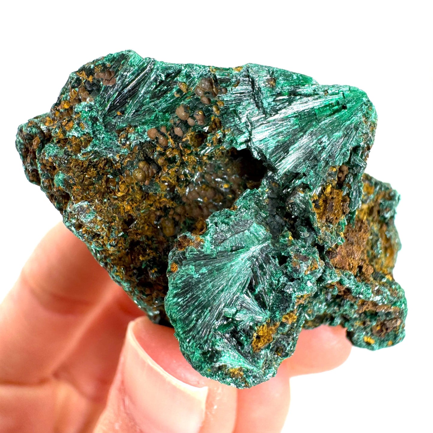 Fibrous Malachite (DR Congo) | raw green malachite crystal, mineral specimen