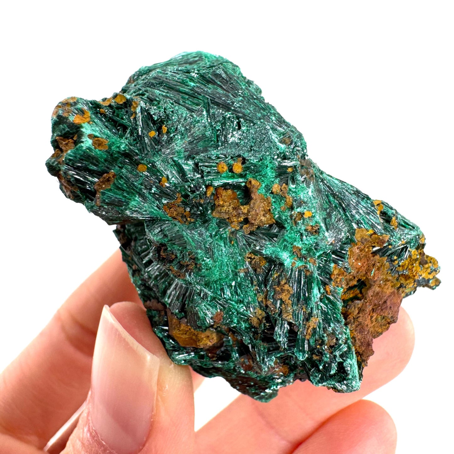 Fibrous Malachite (DR Congo) | raw green malachite crystal, mineral specimen