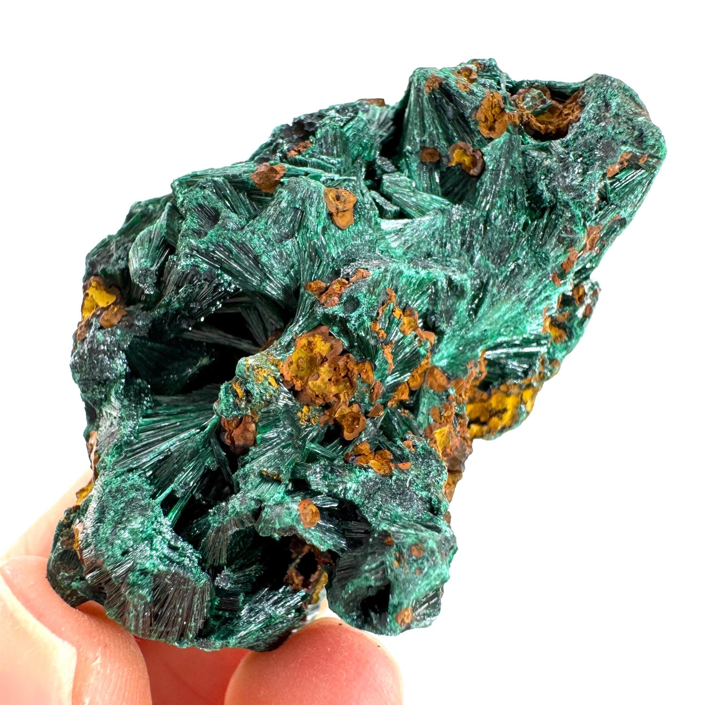 Fibrous Malachite (DR Congo) | raw green malachite crystal, mineral specimen