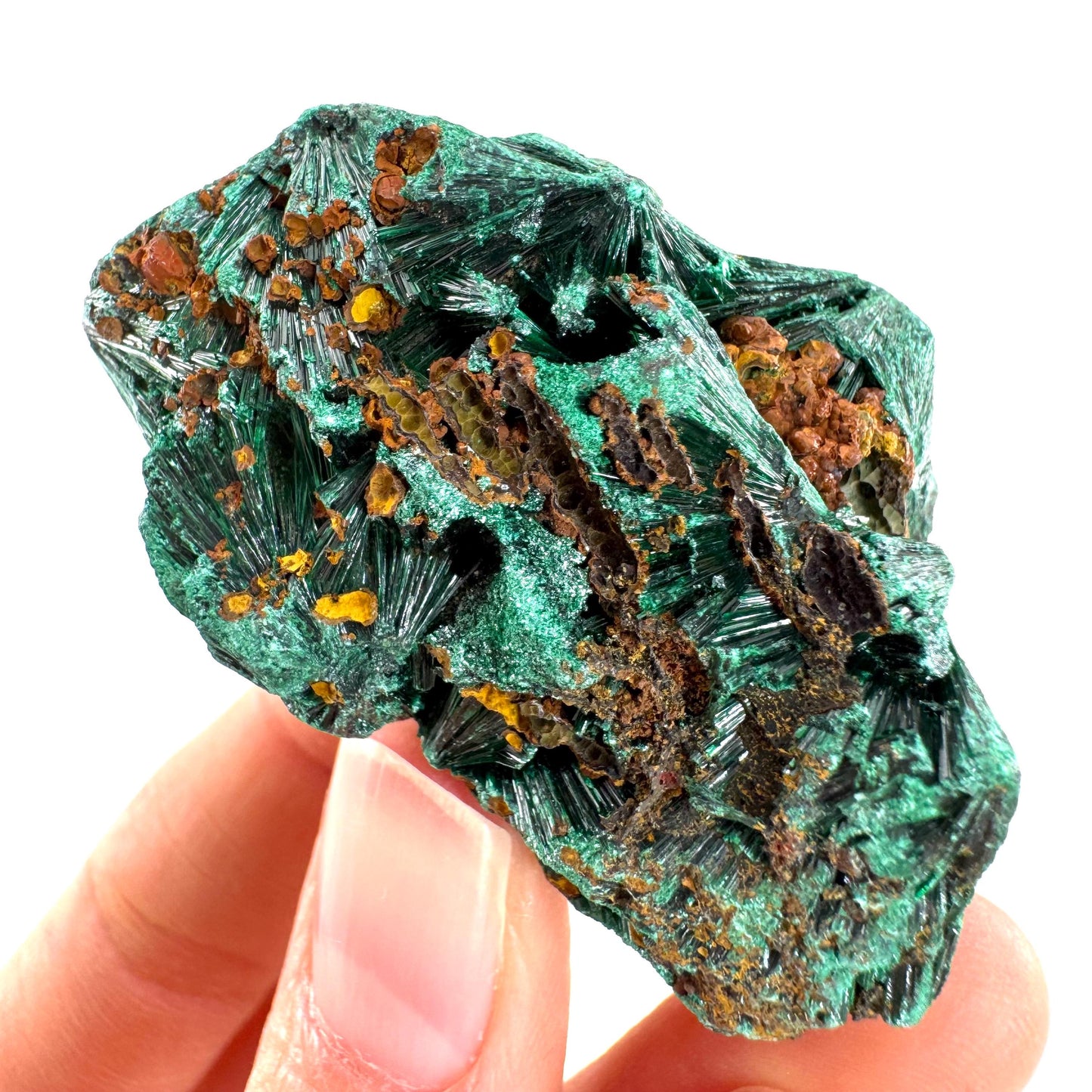 Fibrous Malachite (DR Congo) | raw green malachite crystal, mineral specimen