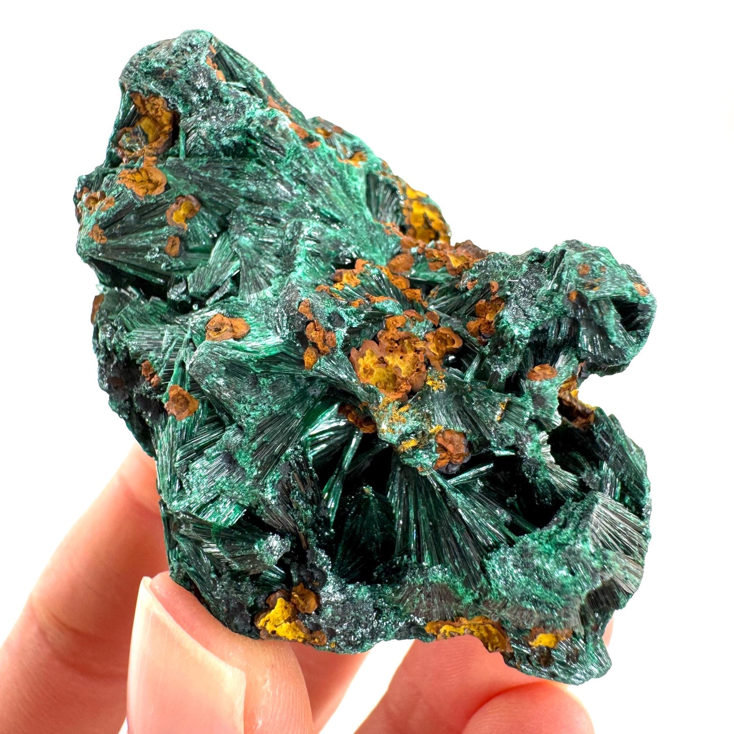 Fibrous Malachite (DR Congo) | raw green malachite crystal, mineral specimen